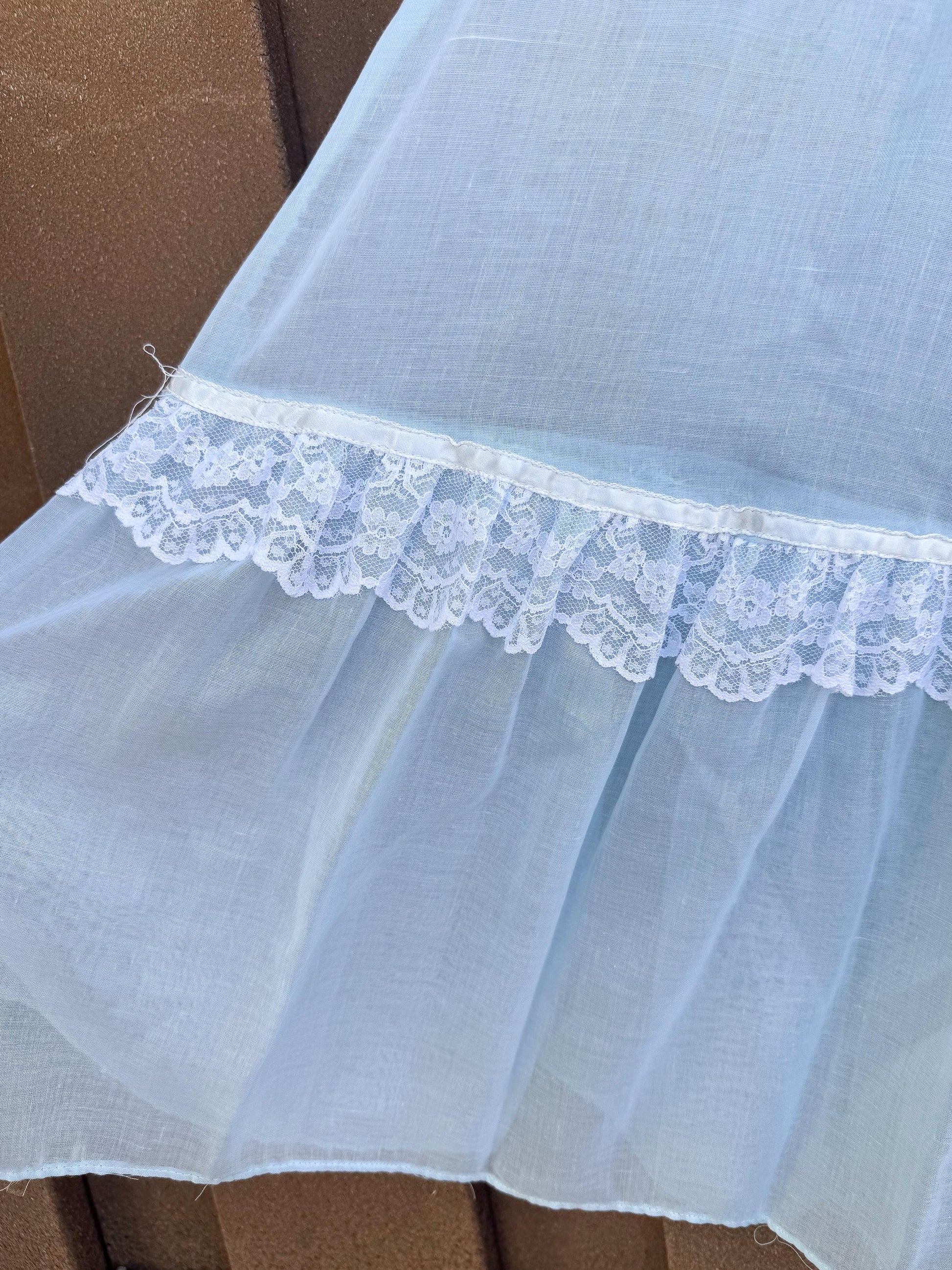 70s Gunne Sax Baby Blue High Neck Lace Pearl Detail Ribbon Tie Maxi Dress, Sz. 2-4, Vintage Victorian Edwardian Coquette Cottage Core Dress