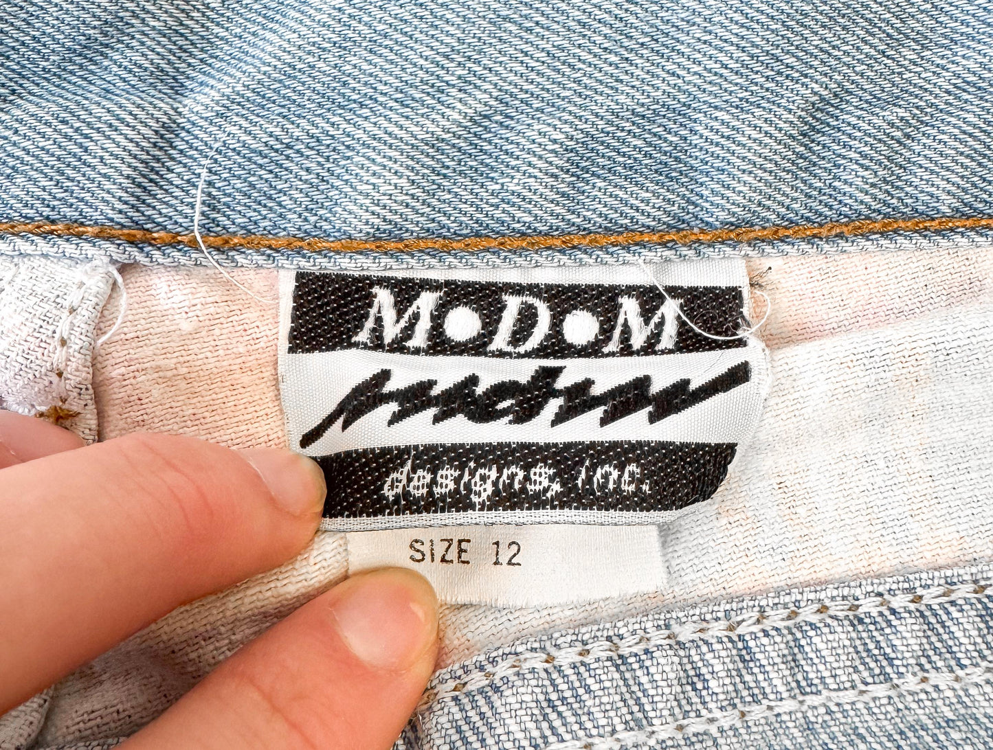 Vintage Light Wash Plaid Patchwork Tapered Mom Jeans, Sz. 29" x 28"
