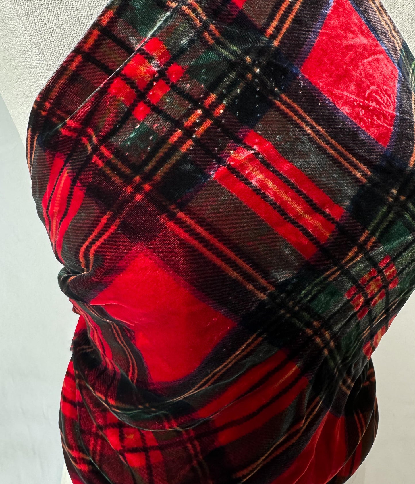 NWT Ralph Lauren Red Plaid Velvet Fringe Detail Halter Top, Sz. M