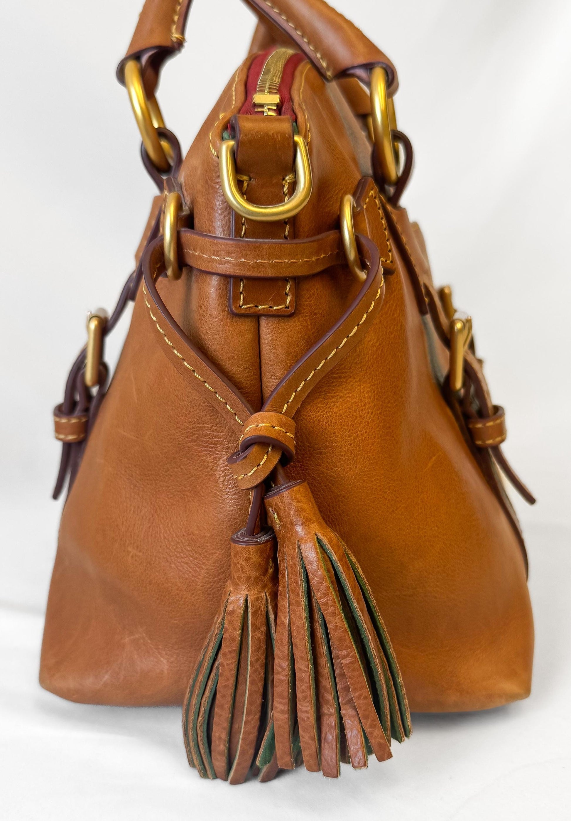 Vintage Dooney and Bourke Florentine Bristol Natural Brown Top Handle Satchel Bag