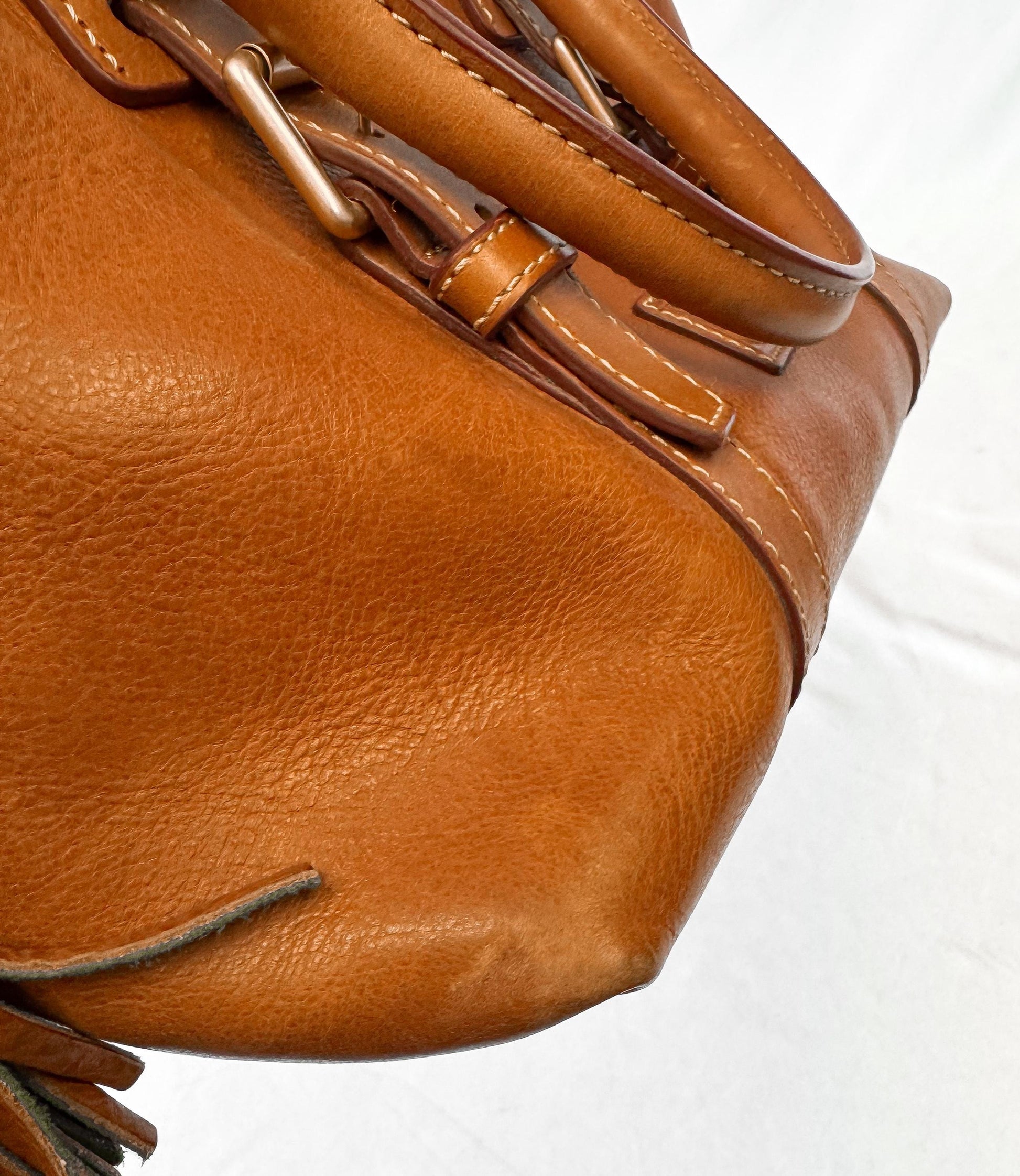 Vintage Dooney and Bourke Florentine Bristol Natural Brown Top Handle Satchel Bag
