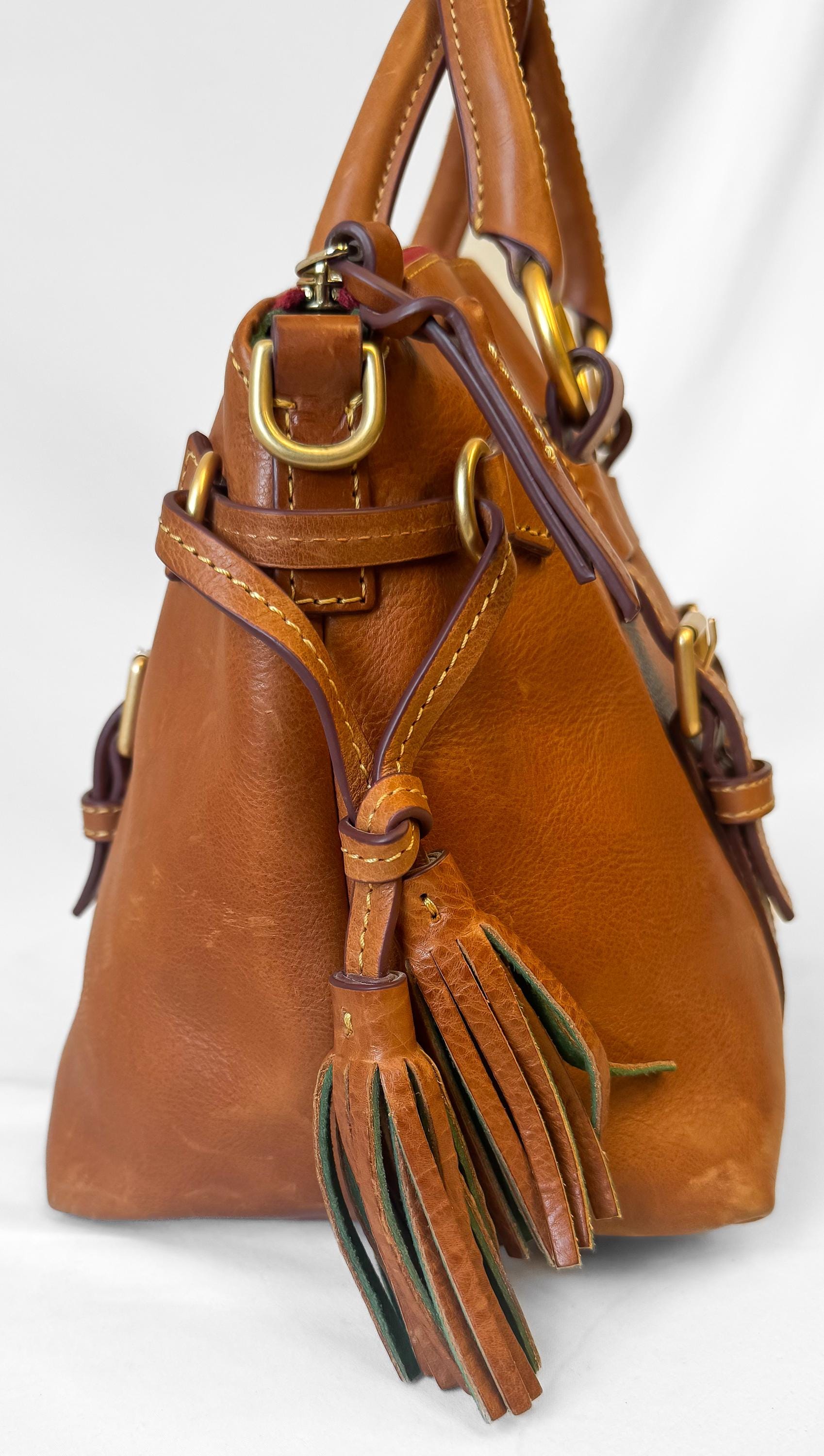 Vintage Dooney and Bourke Florentine Bristol Natural Brown Top Handle Satchel Bag