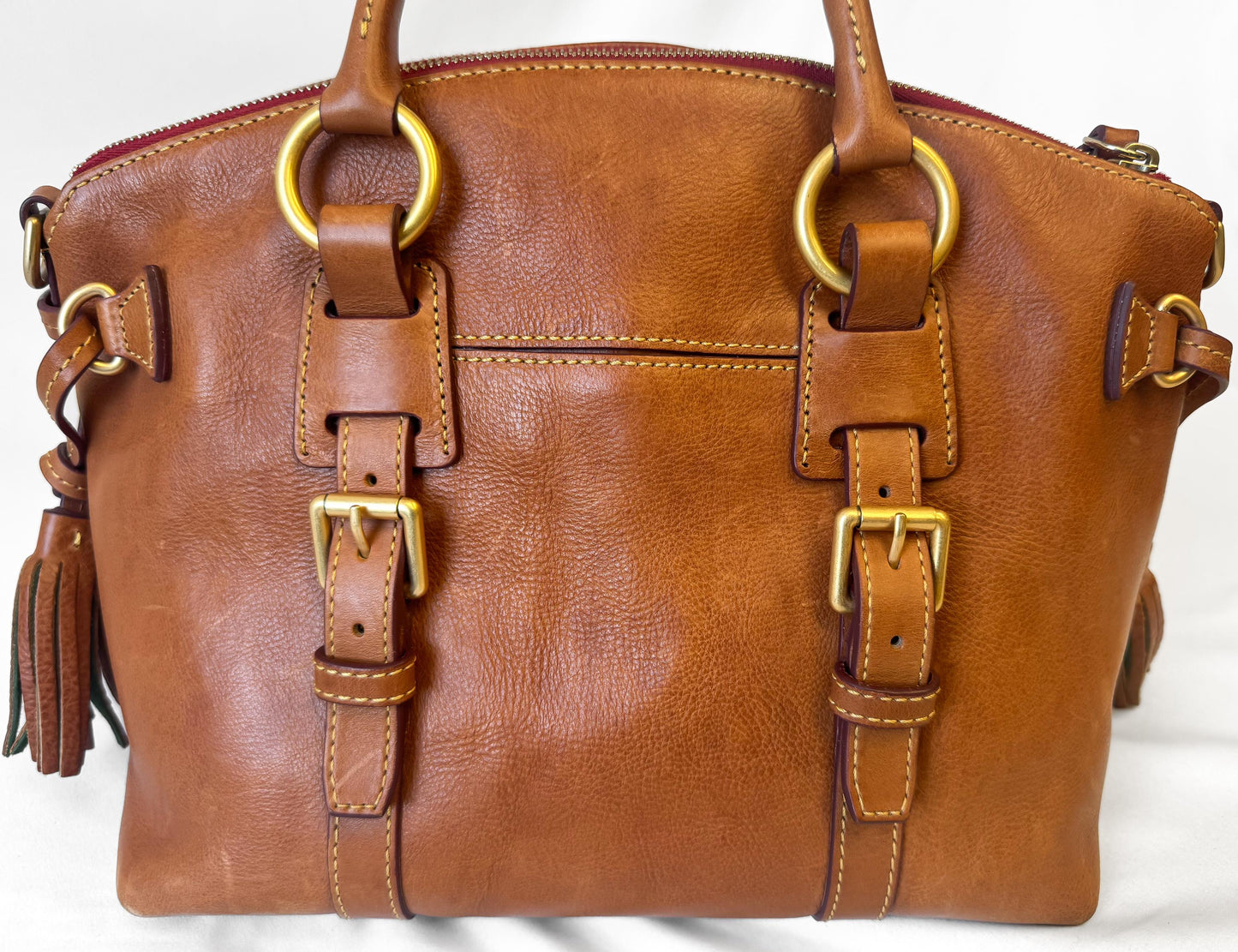 Vintage Dooney and Bourke Florentine Bristol Natural Brown Top Handle Satchel Bag