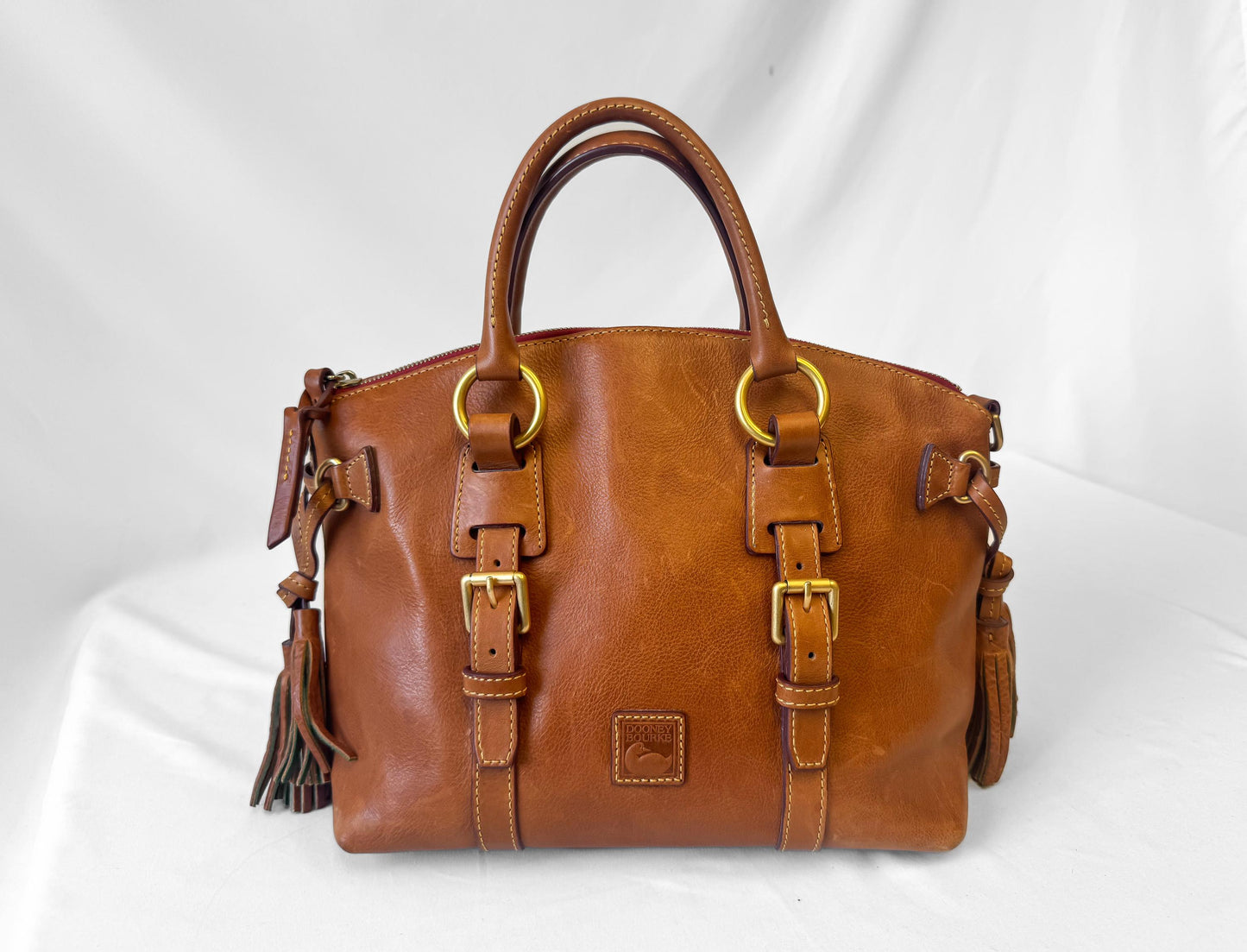 Vintage Dooney and Bourke Florentine Bristol Natural Brown Top Handle Satchel Bag