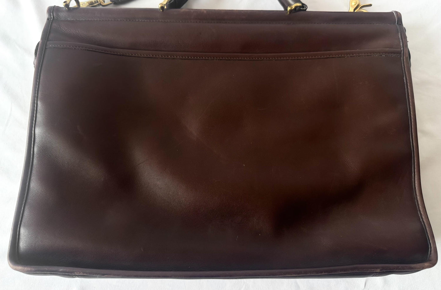 90s Coach Lenox Mahognany Brown Leather Briefcase with Detachable Crossbody Strap, Style 5213