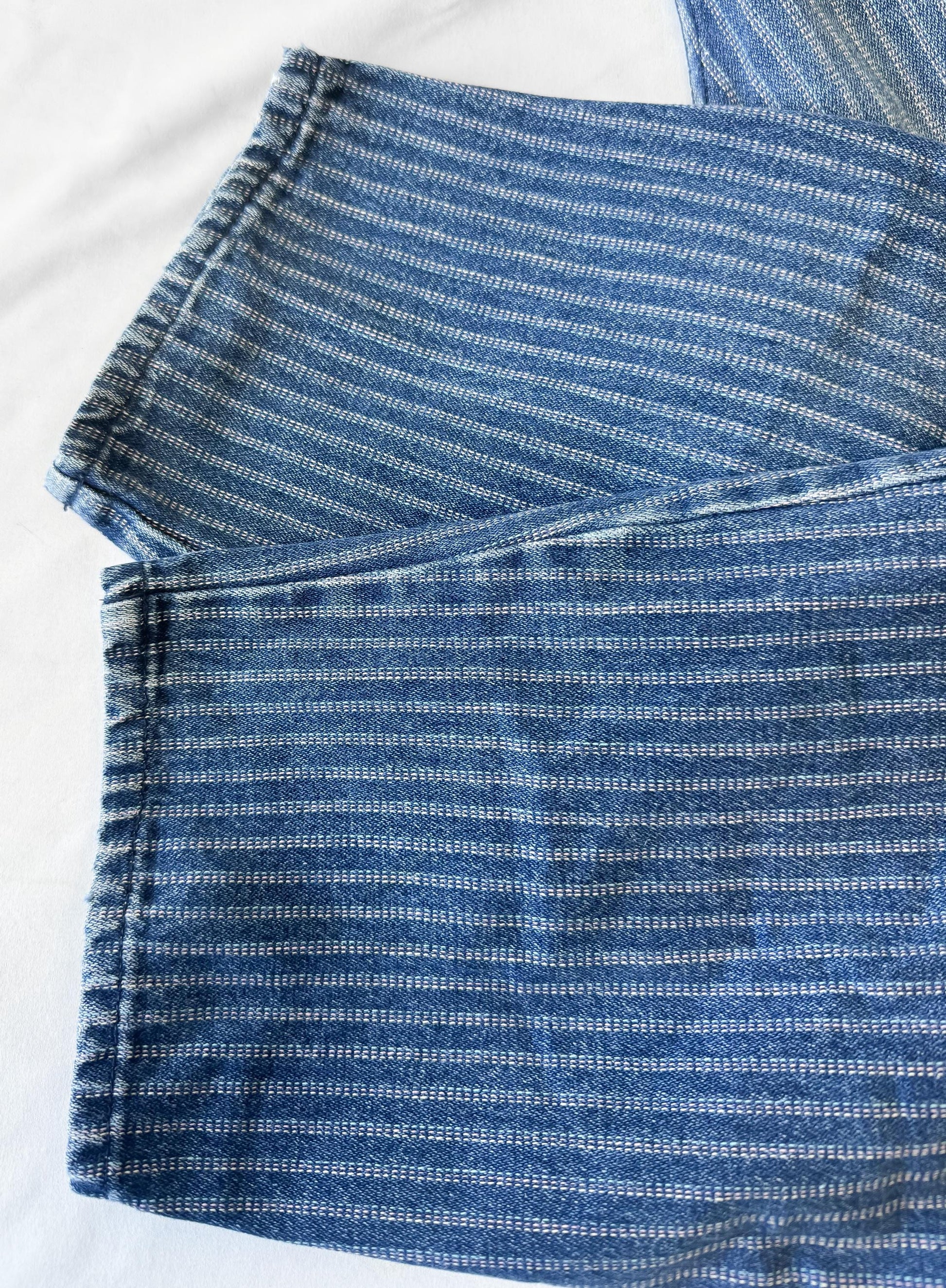 Y2K Gitano Medium Wash Striped High Rise Mom Jeans, Sz. 36" x 29"