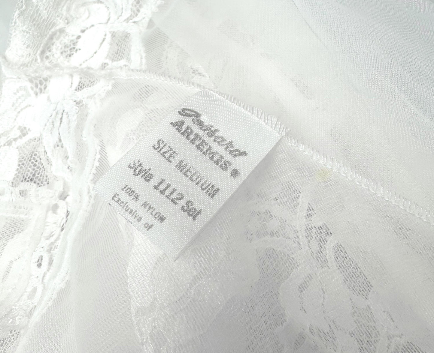 Deadstock Vintage Gossard Artemis White Lace Detail Nylon Peignoir Lingerie Robe Nightgown, Size M, Vintage Bridal Bachelorette Lingerie