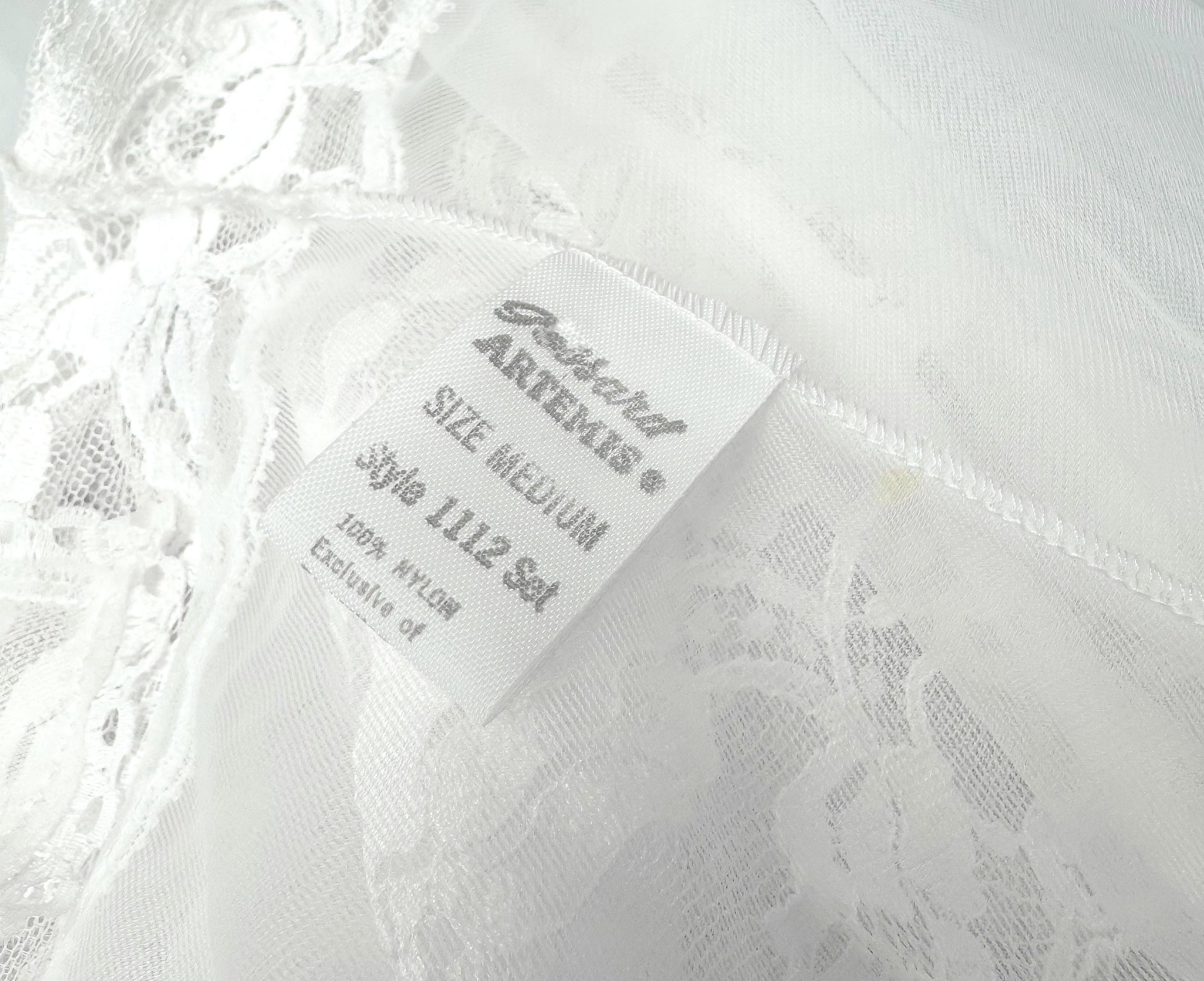 Deadstock Vintage Gossard Artemis White Lace Detail Nylon Peignoir Lingerie Robe Nightgown, Size M, Vintage Bridal Bachelorette Lingerie