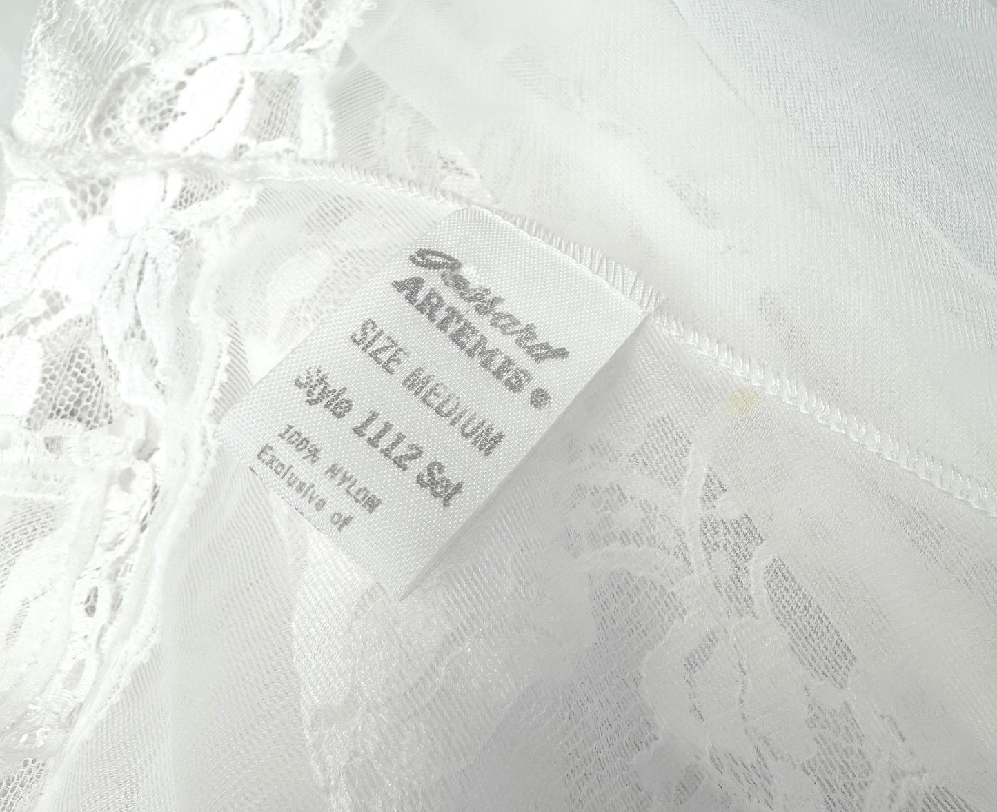 Deadstock Vintage Gossard Artemis White Lace Detail Nylon Peignoir Lingerie Robe Nightgown, Size M, Vintage Bridal Bachelorette Lingerie