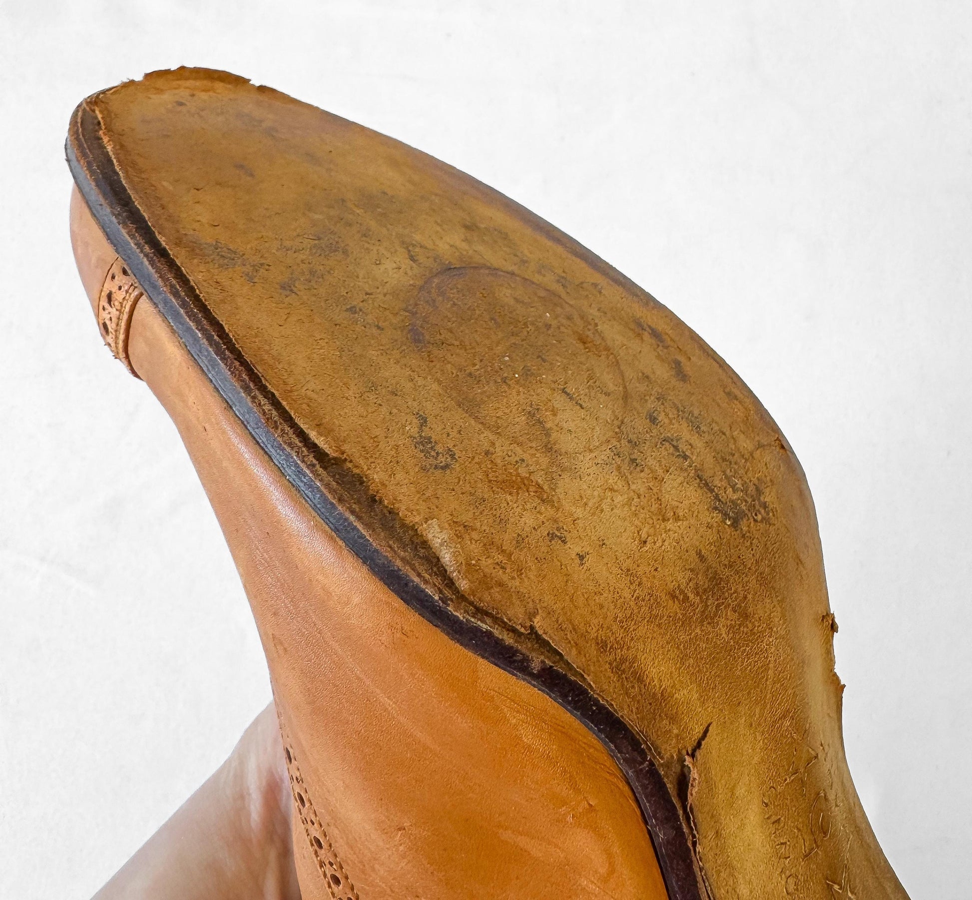 Vintage Victorian Edwardian Brown Tan Leather Button Up Heeled Boots, Approx. Sz. 5/5.5