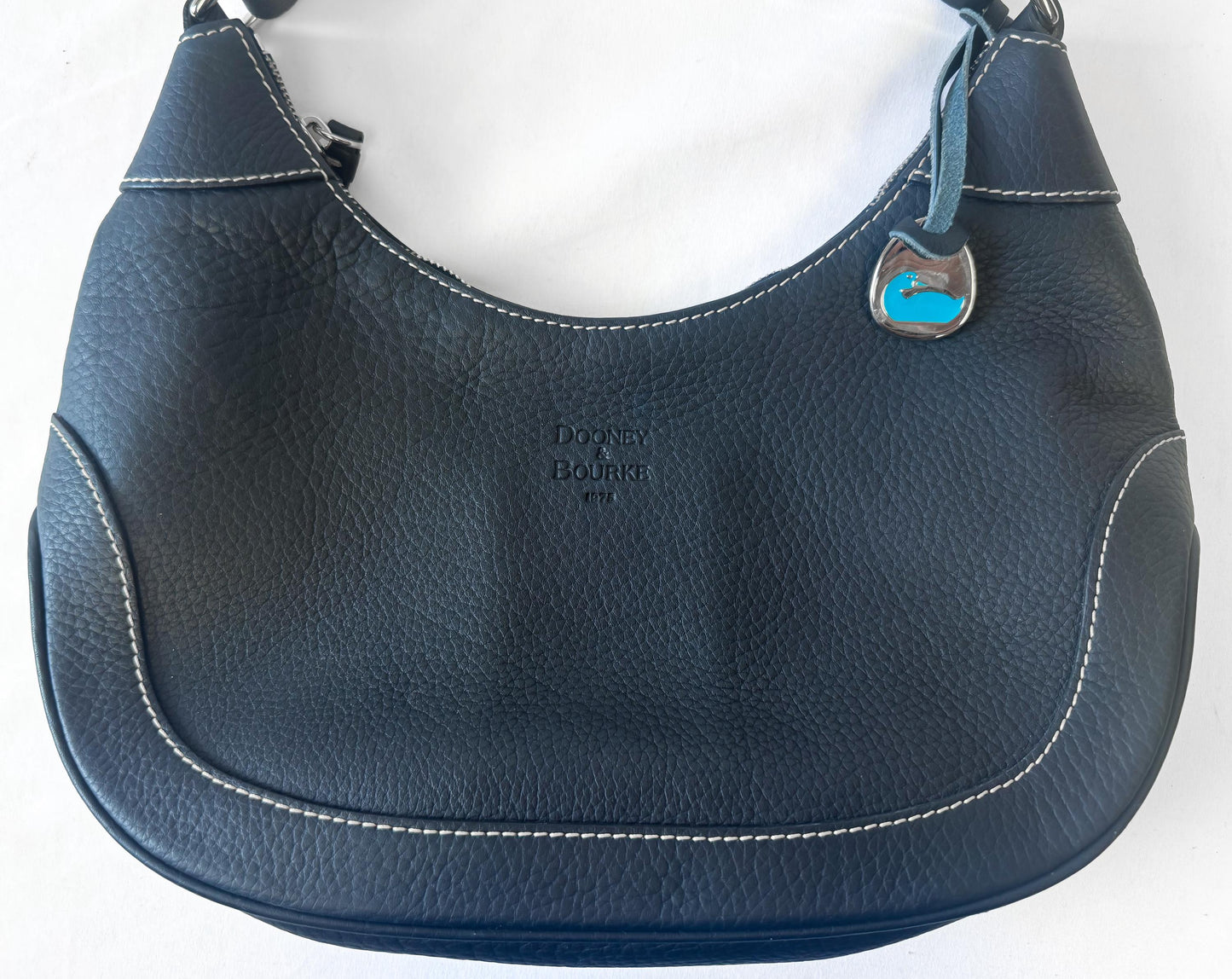 Vintage Style Dooney and Bourke Dark Navy Pebbled Hobo Shoulder Bag