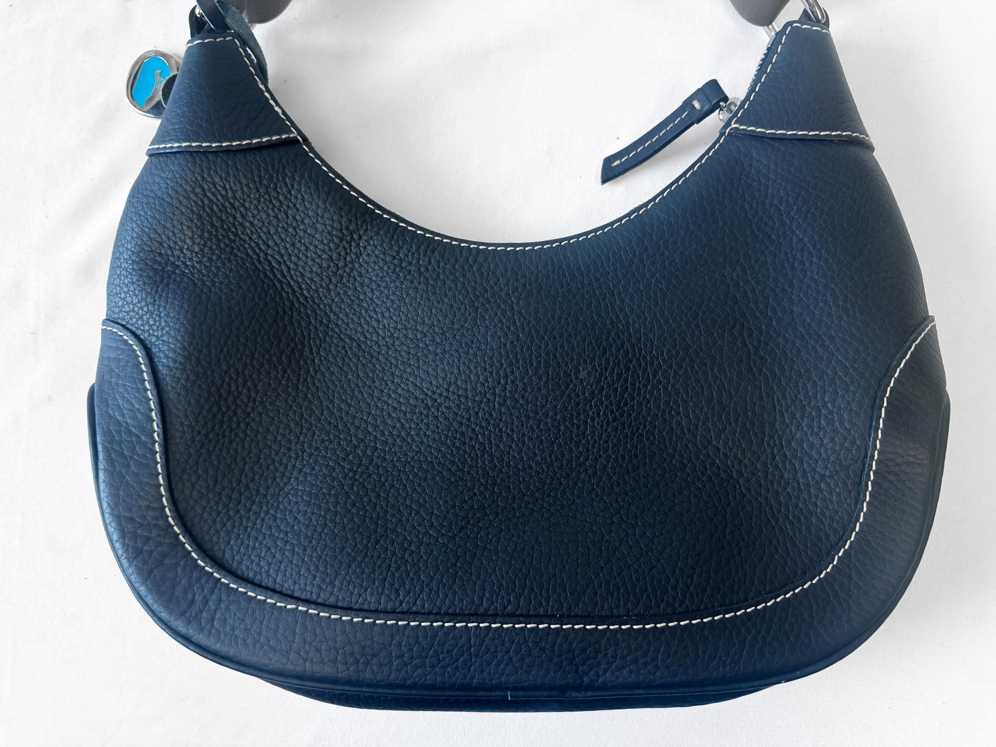 Vintage Style Dooney and Bourke Dark Navy Pebbled Hobo Shoulder Bag