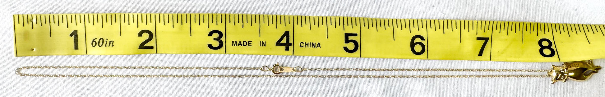 Vintage 14K Yellow Gold Diamond Accent Cat Pendant Necklace 16"