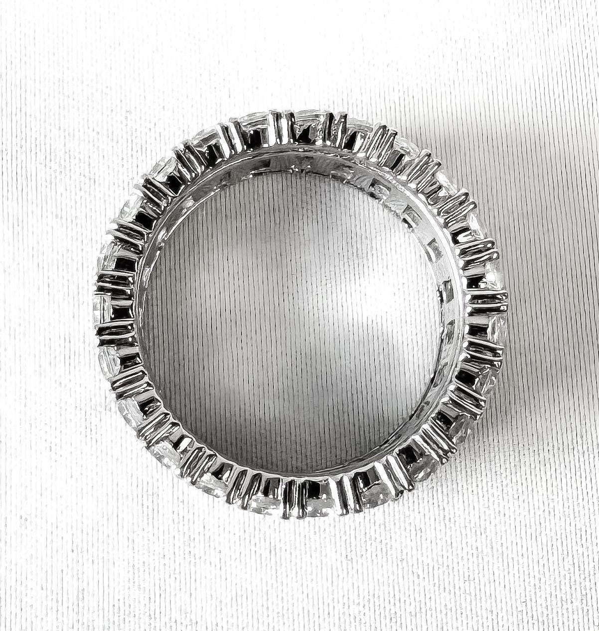 Art Deco Style Crislu 925 Platinum Cubic Zirconia Baguette Eternity Band Ring, Sz. 8