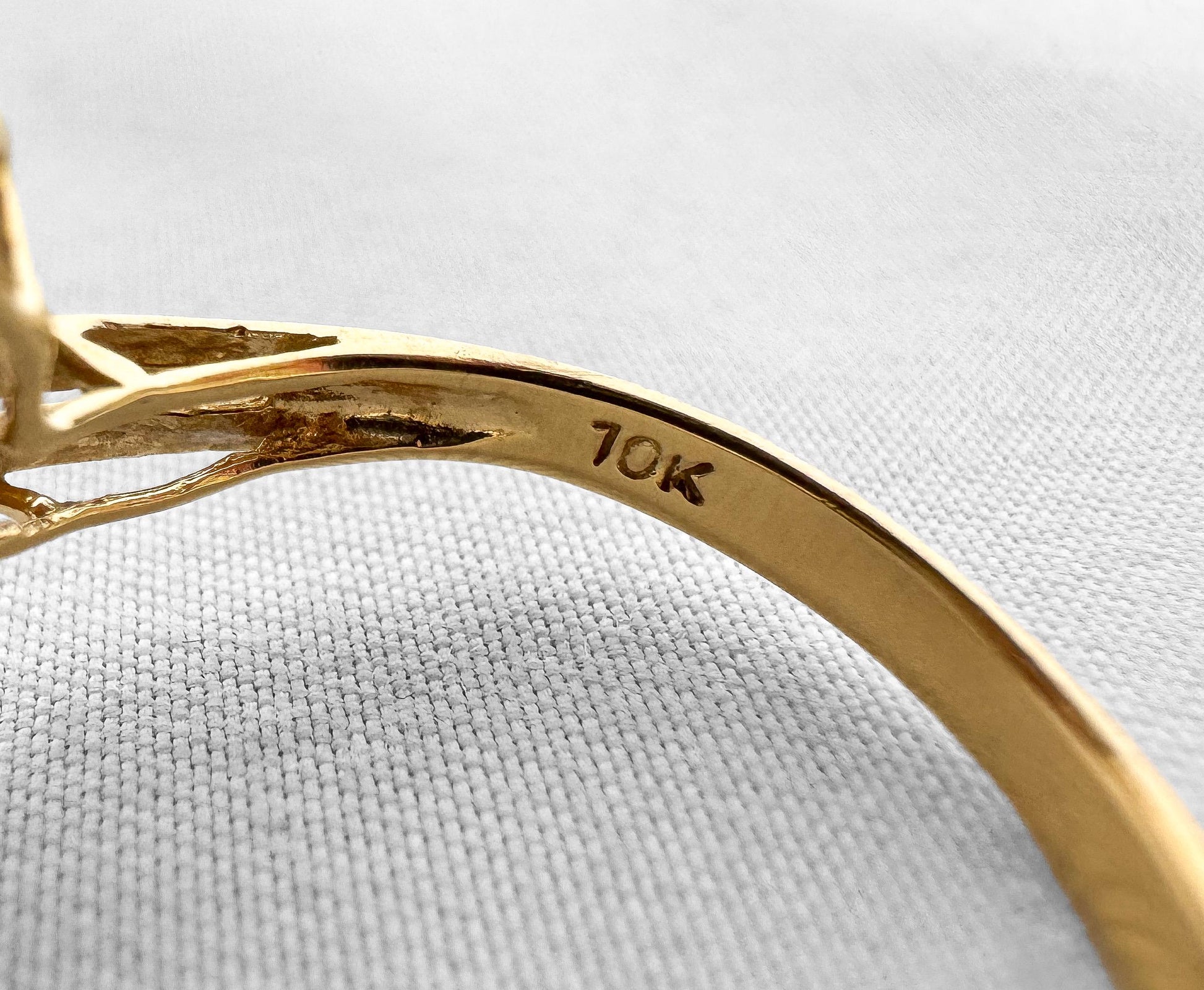 Vintage 10K Yellow Gold Ruby Diamond Accent Double Heart Ring, Size 7