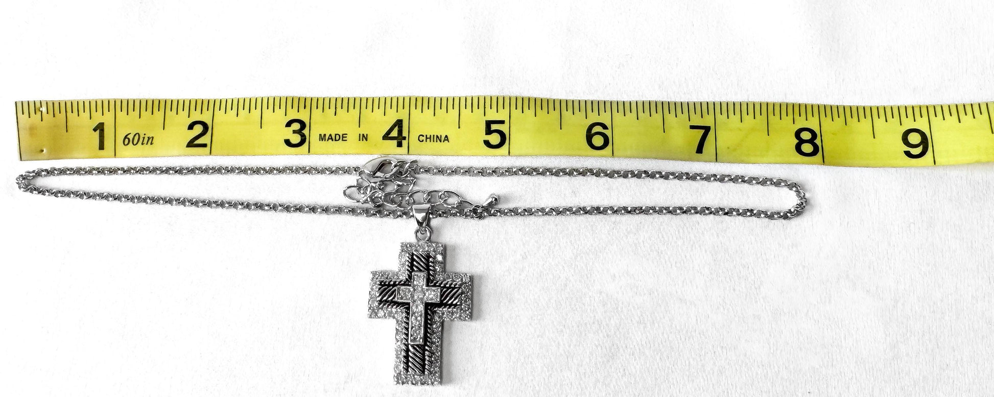 Montana Silversmiths Etched Rhinestone Large Cross Necklace, Western Emo Goth Statement Necklace
