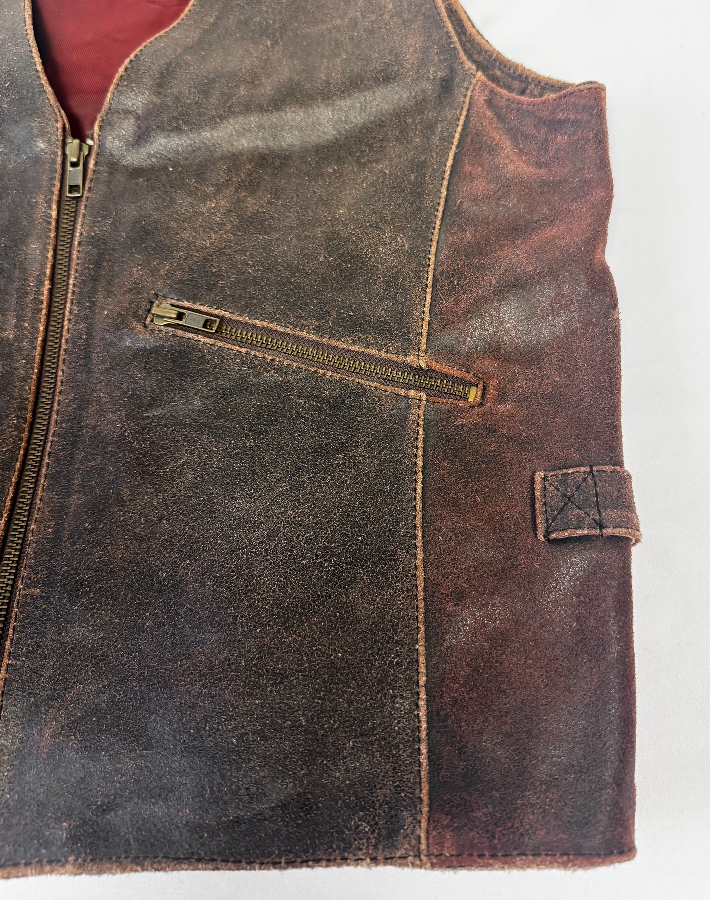 Vintage Wilsons Two Toned Distressed Leather Vest, Men's Sz. XL, Vintage Western Style Unisex Vest