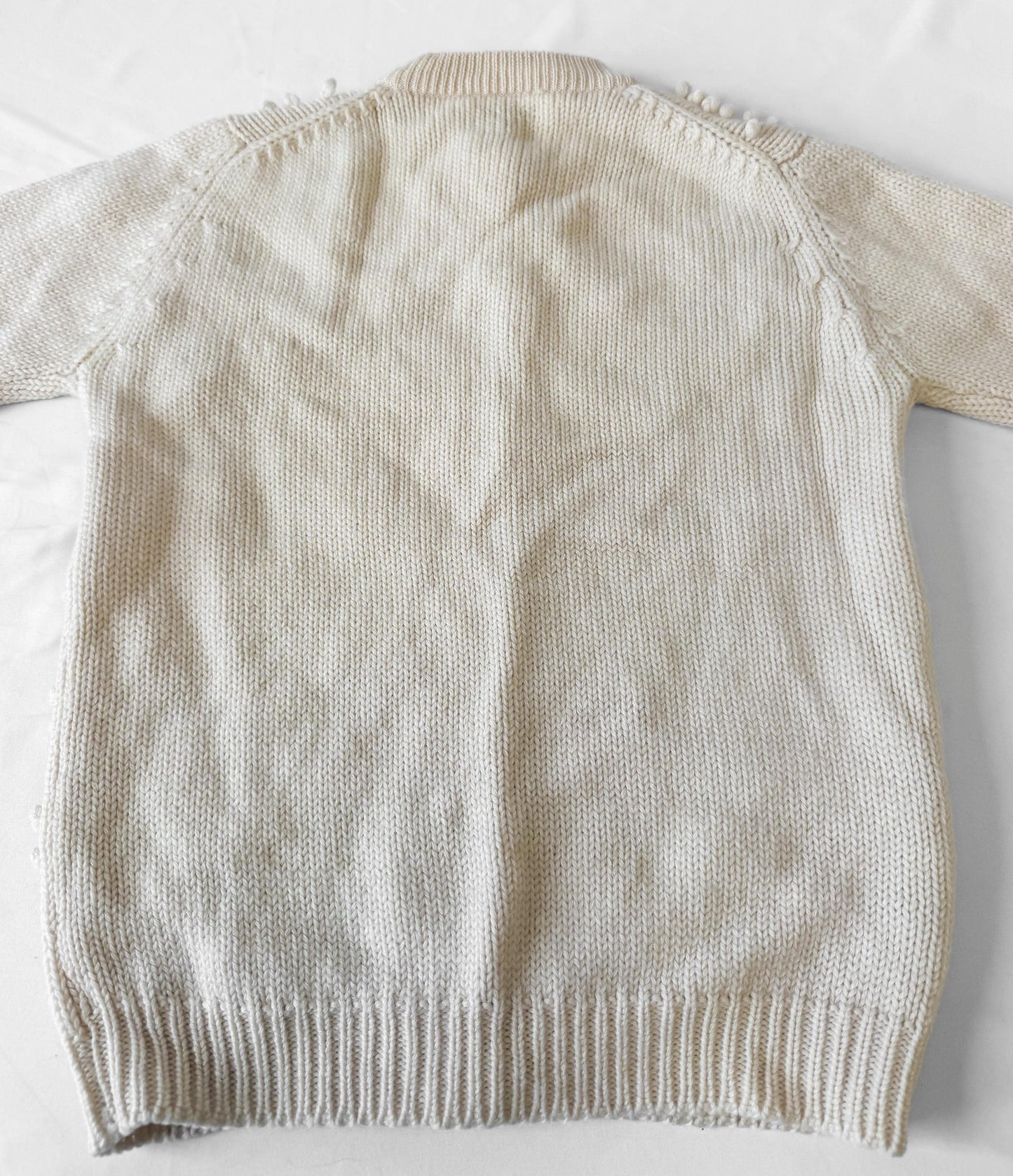 Vintage Cream Yellow Floral Wool Knit Button Up Wool Cardigan Sweater, Approx. Women's Sz. XS, Coquette Cottage Core Style Sweater