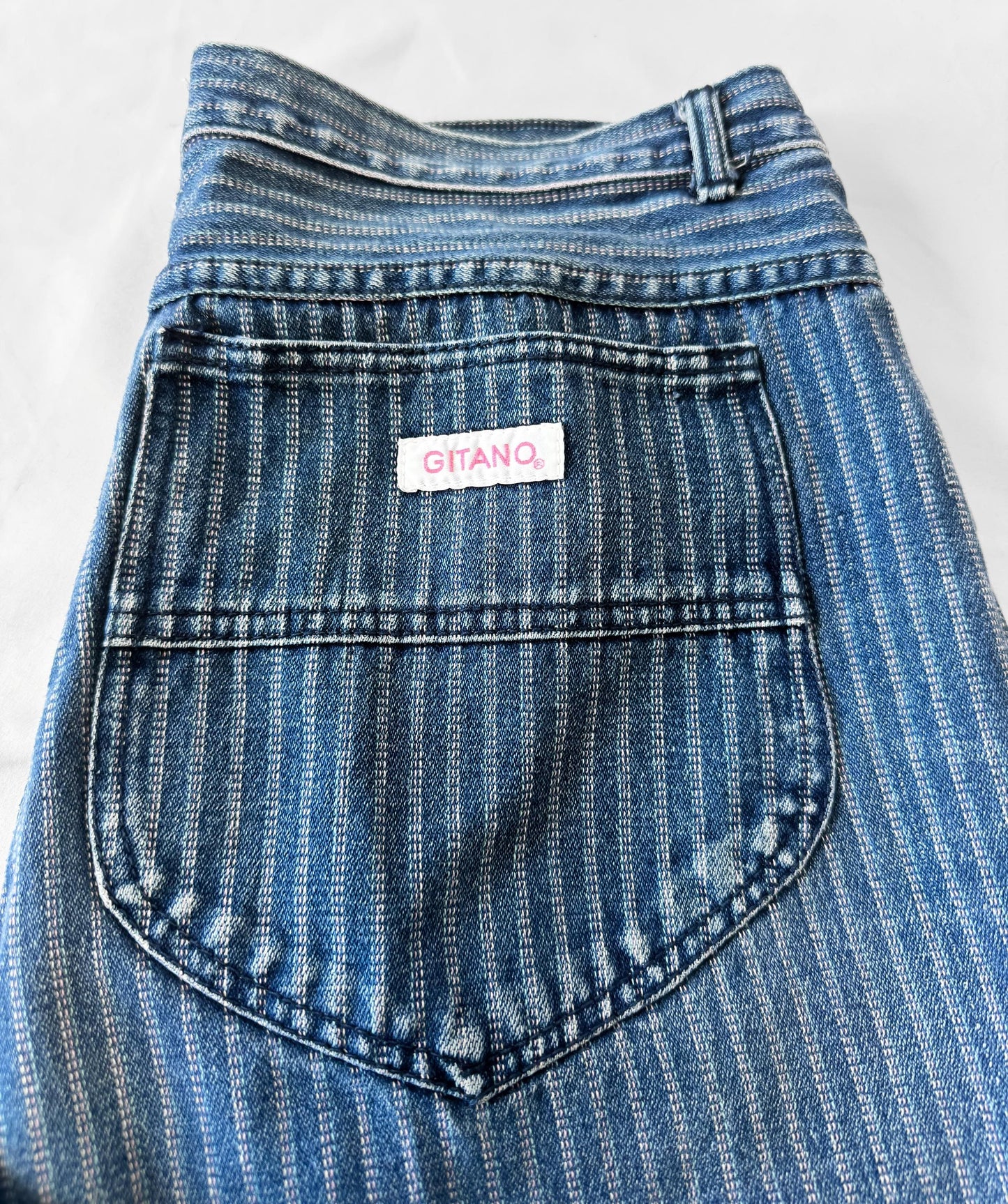 Y2K Gitano Medium Wash Striped High Rise Mom Jeans, Sz. 36" x 29"