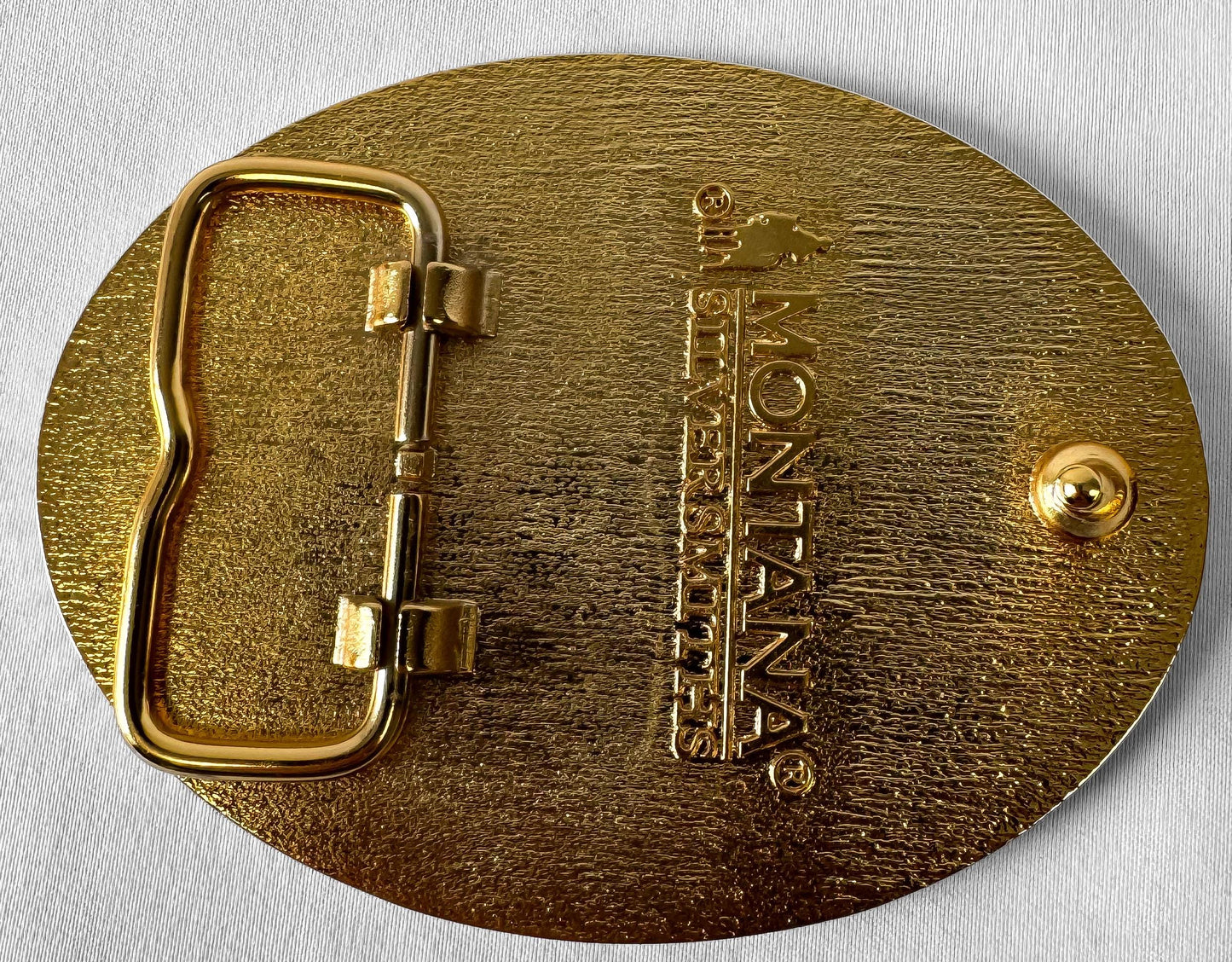 Montana Silversmiths 2013 Pendleton Whisky Black and Gold Oval Belt Buckle, 3.75" x 2.75", Vintage Western Belt Buckle