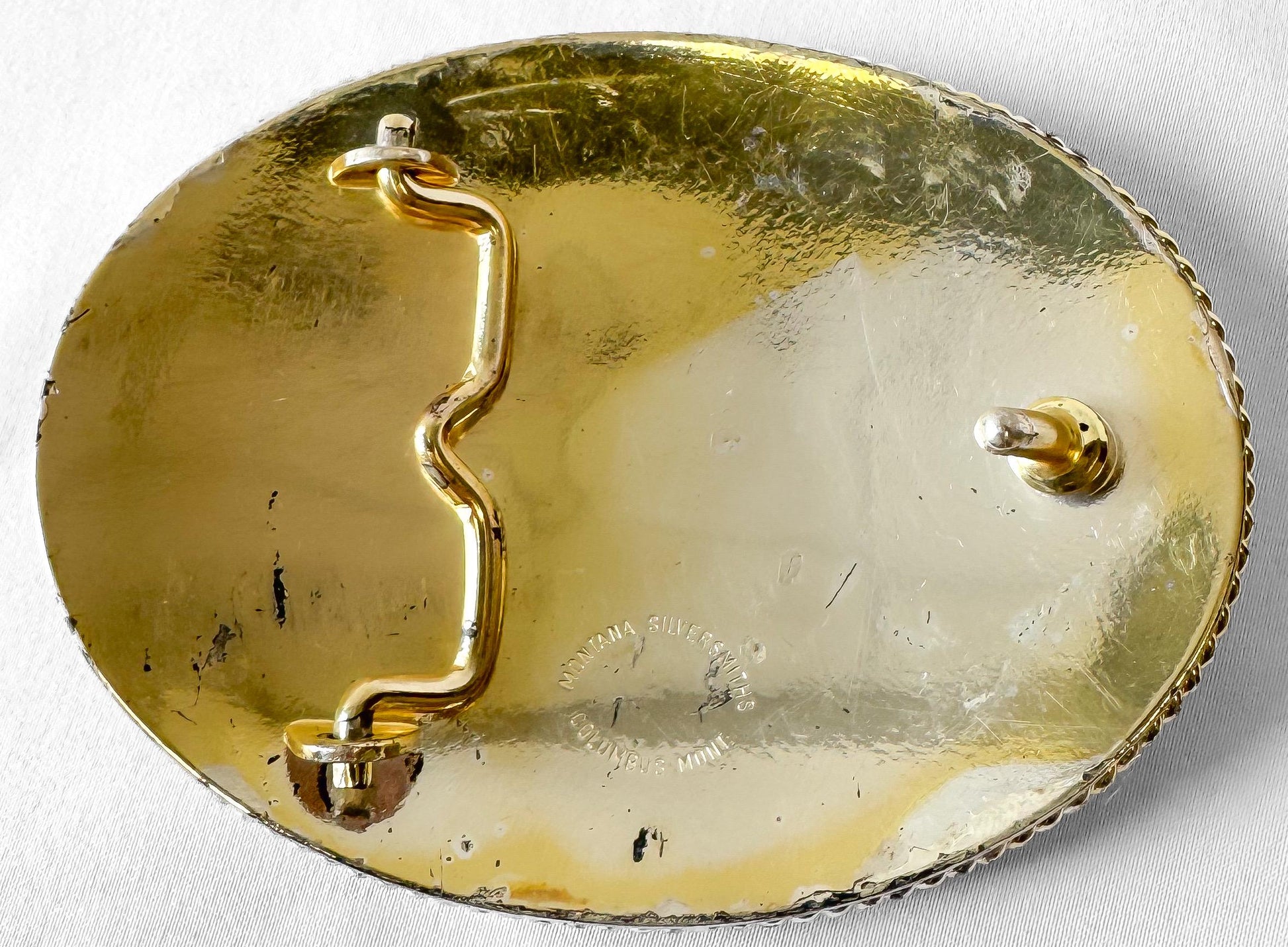 Vintage Montana Silversmiths Gold Silver Toned Horse Floral Belt Buckle, Unique Statement Western Belt Buckle