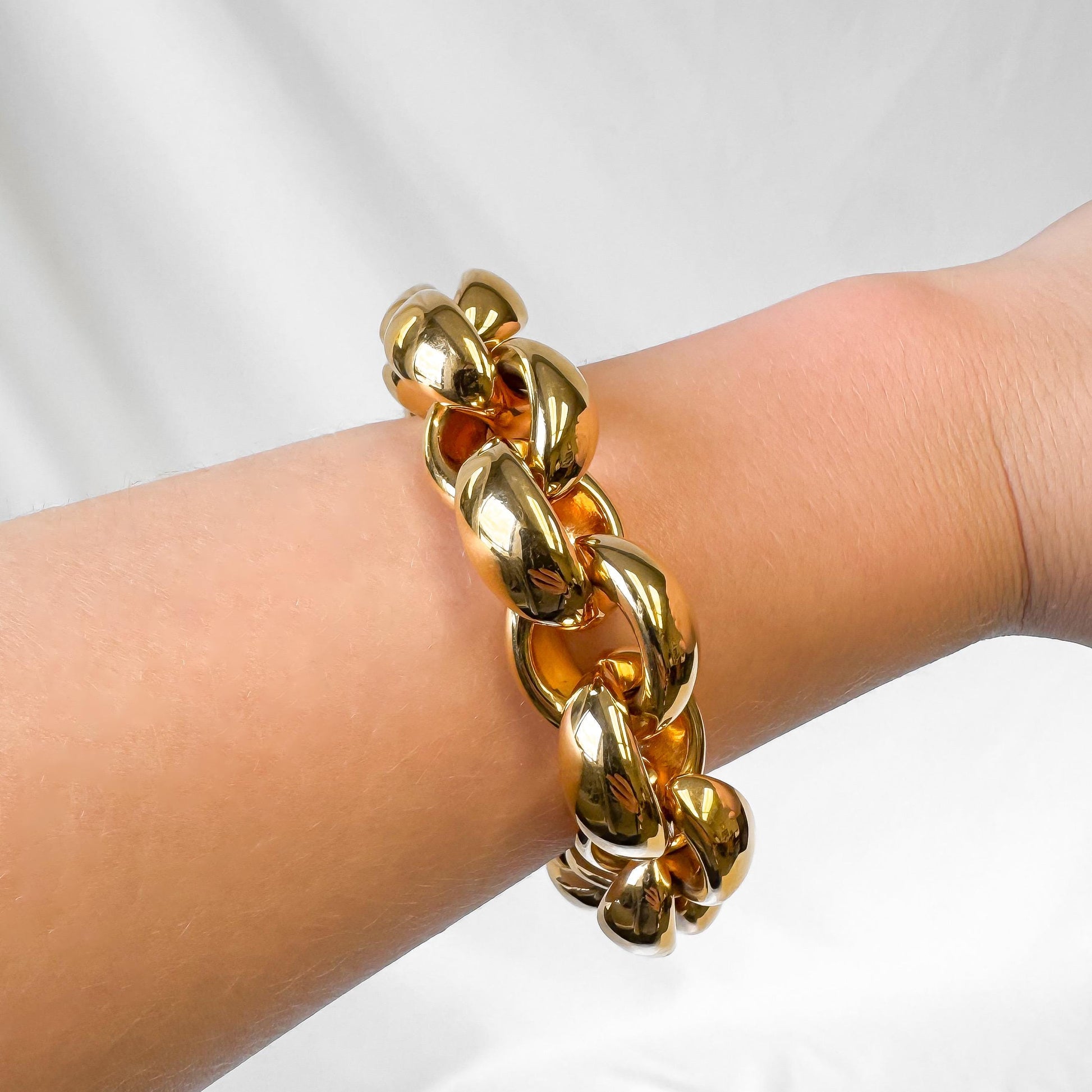Milor Italy 14K Gold Over Resin Chunky Cuban 8 Inch Chain Link Bracelet, Simple Statement Minimalist Bracelet