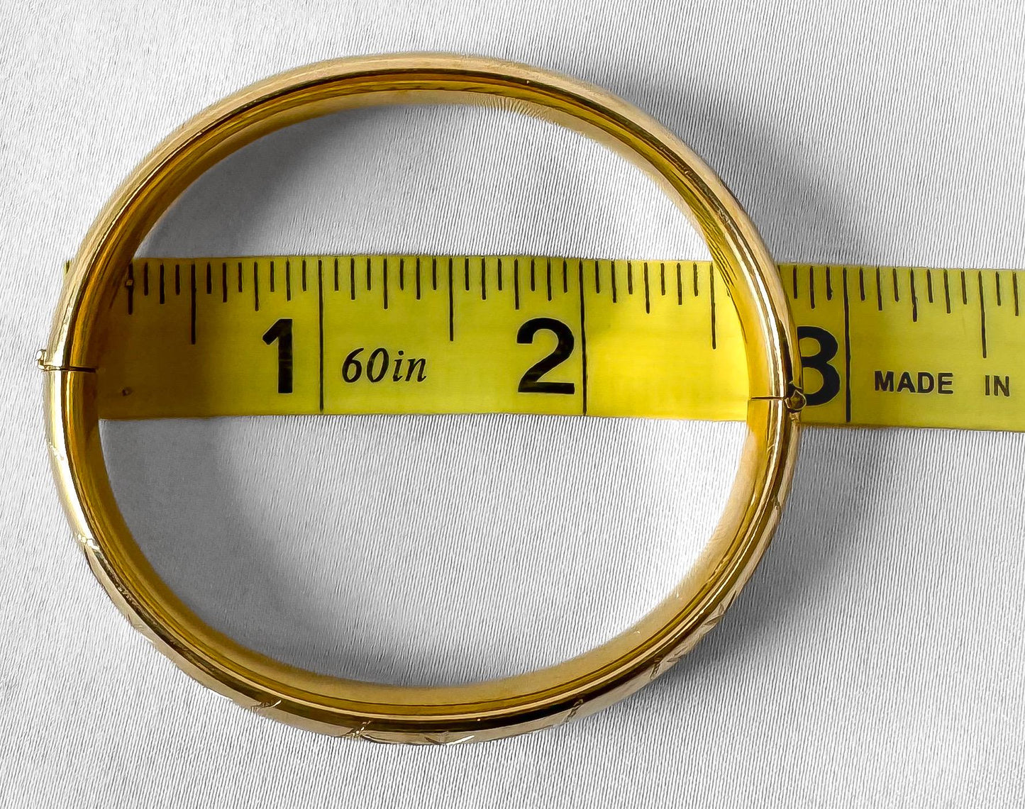 Vintage Walter E. Haguard Gold Filled Floral Etched Bangle Bracelet