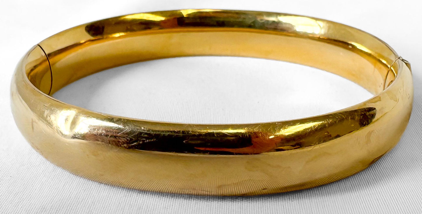Vintage Walter E. Haguard Gold Filled Floral Etched Bangle Bracelet