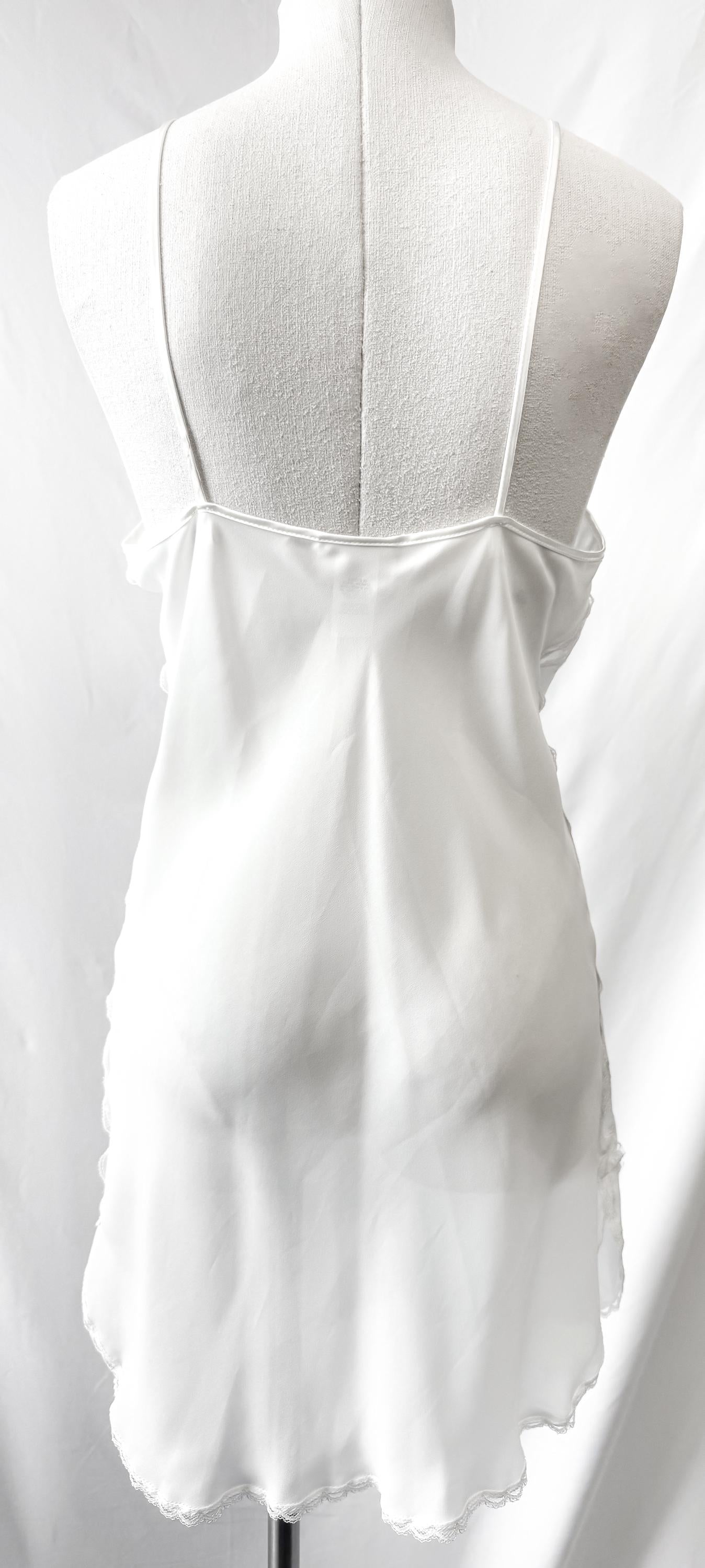 Deadstock Vintage White Lace Pearl Floral Accent Robe Slip Dress Set, Sz. S/M, Vintage Bridal Bachelorette Lingiere Peignoir Set