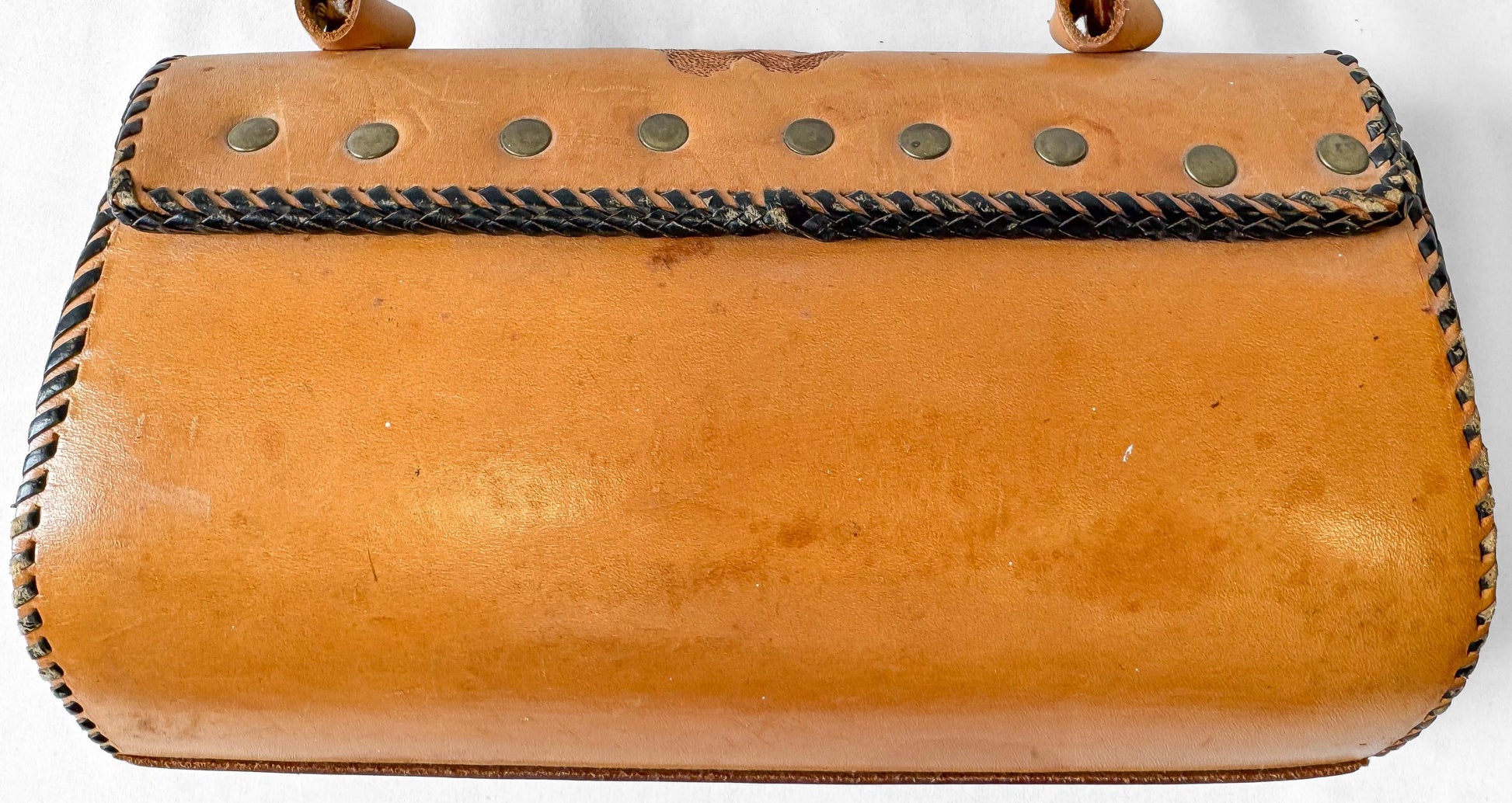 Vintage 70s Handcrafted Floral Tooled Leather Top Handle Handbag, Vintage Western Boho Purse