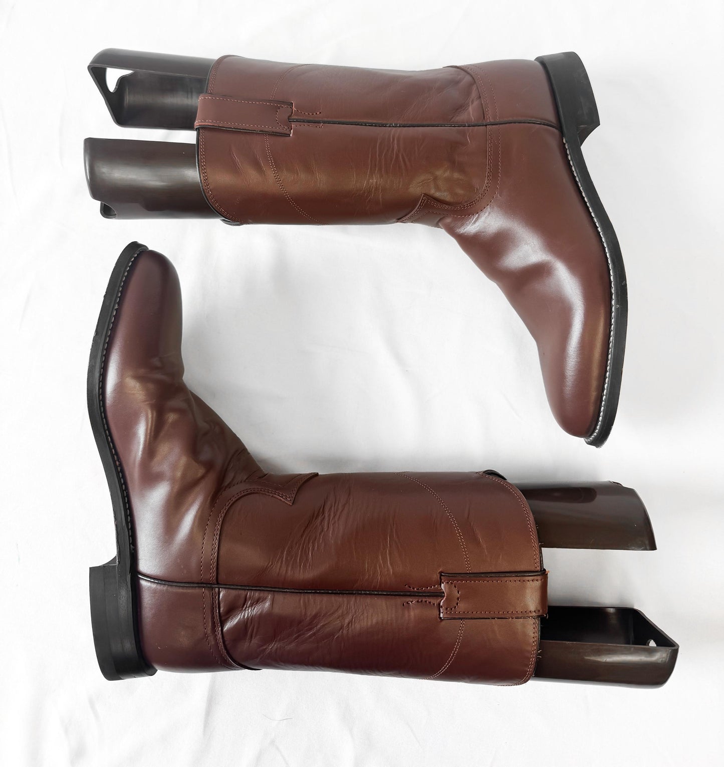 Vintage Style Justin 3404 Brown Roper Leather Cowboy Boots, Men's Sz. 8.5B, Unisex Western Festival Boots