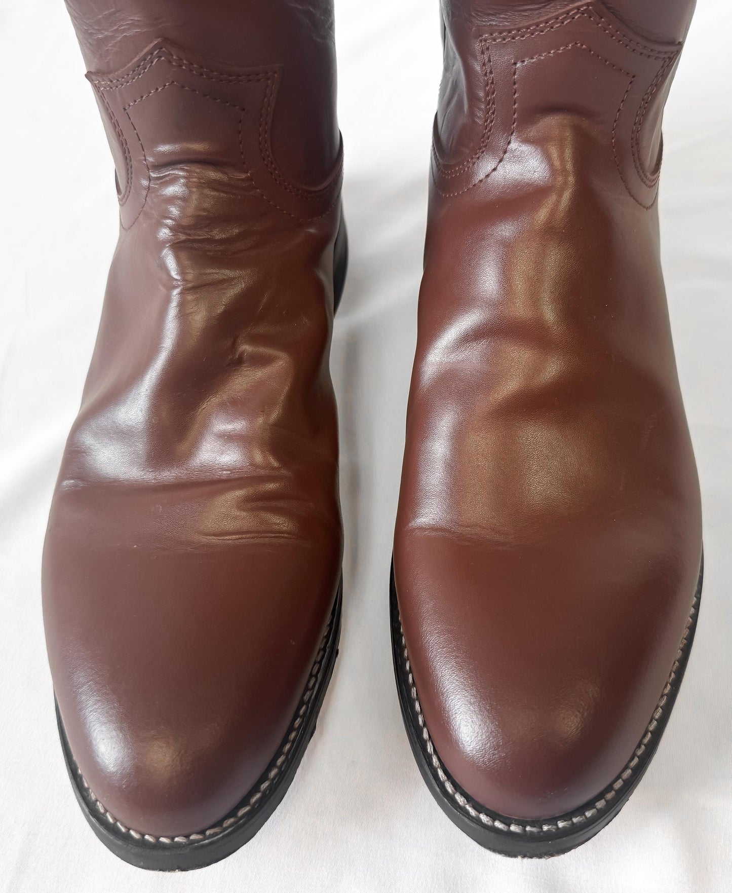 Vintage Style Justin 3404 Brown Roper Leather Cowboy Boots, Men's Sz. 8.5B, Unisex Western Festival Boots