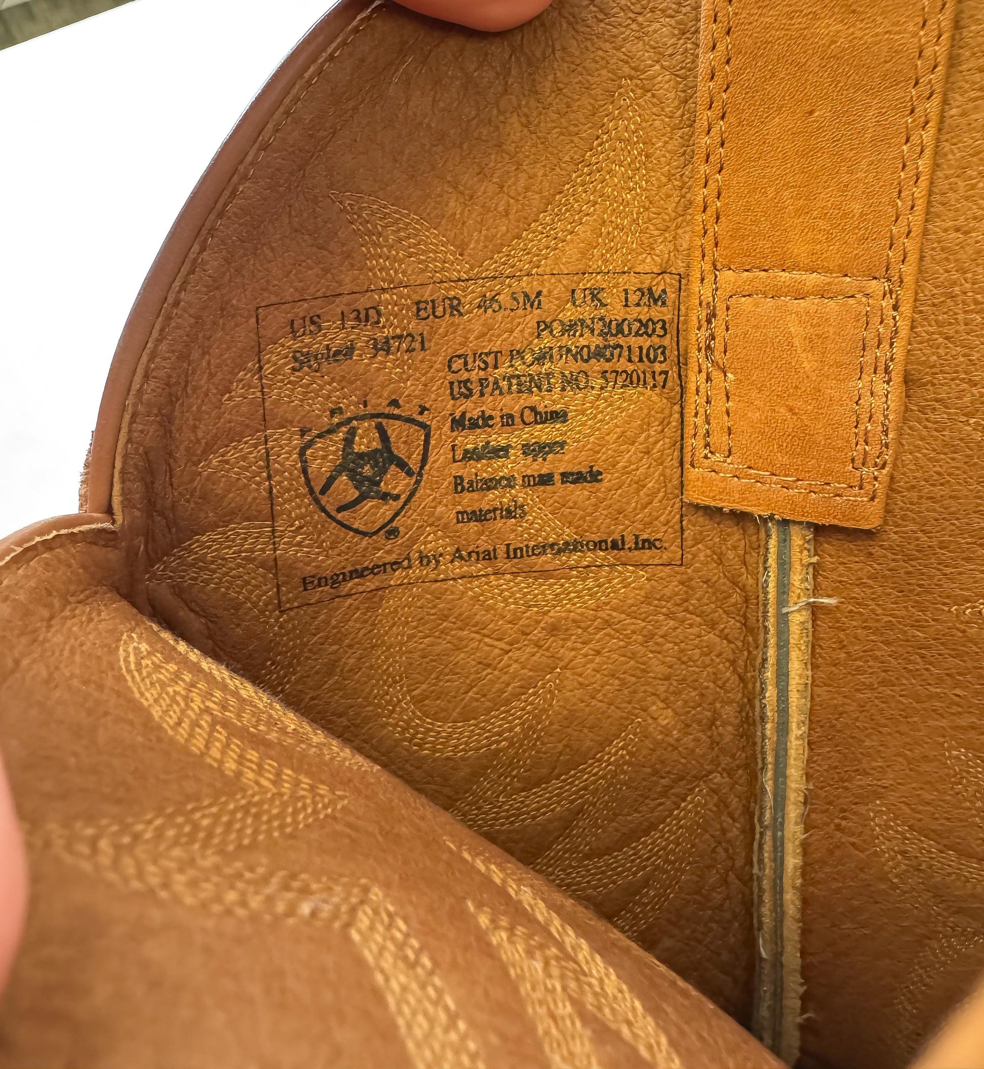 Vintage Style Ariat Heritage Brown Tan Leather Cowboy Boots, Men's Sz. 13D