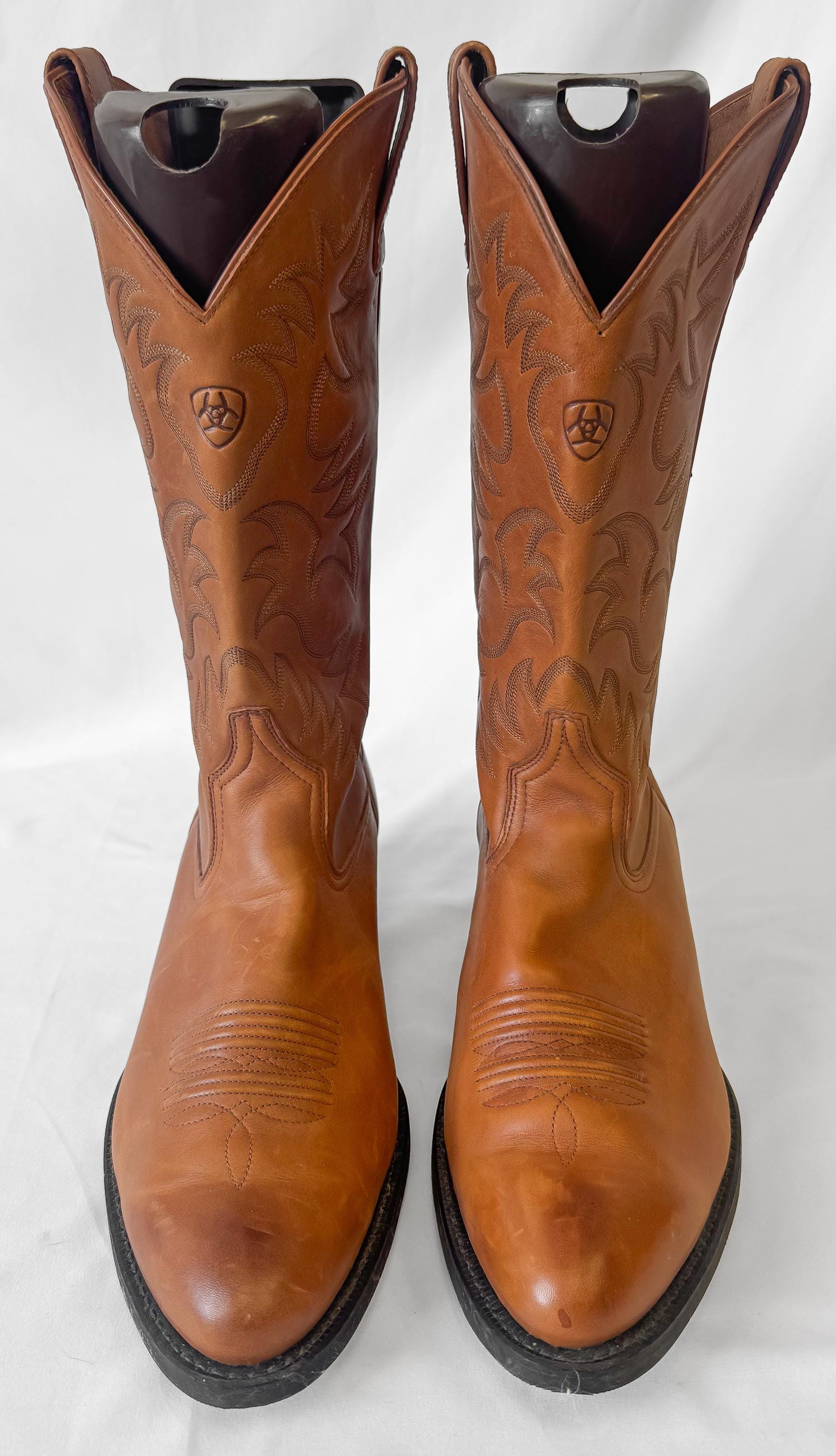Vintage Style Ariat Heritage Brown Tan Leather Cowboy Boots, Men's Sz. 13D