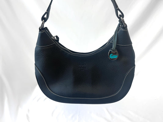 Vintage Style Dooney and Bourke Dark Navy Pebbled Hobo Shoulder Bag