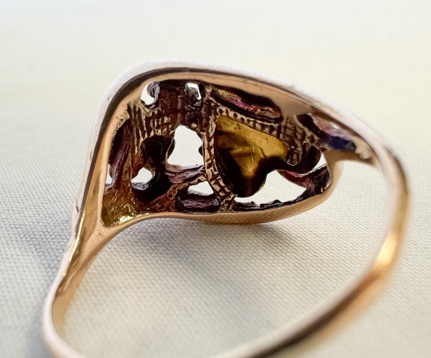 Vintage Black Hills Gold Duo Grape Leaf Multi Tone Gold Ring, Sz. 7.5