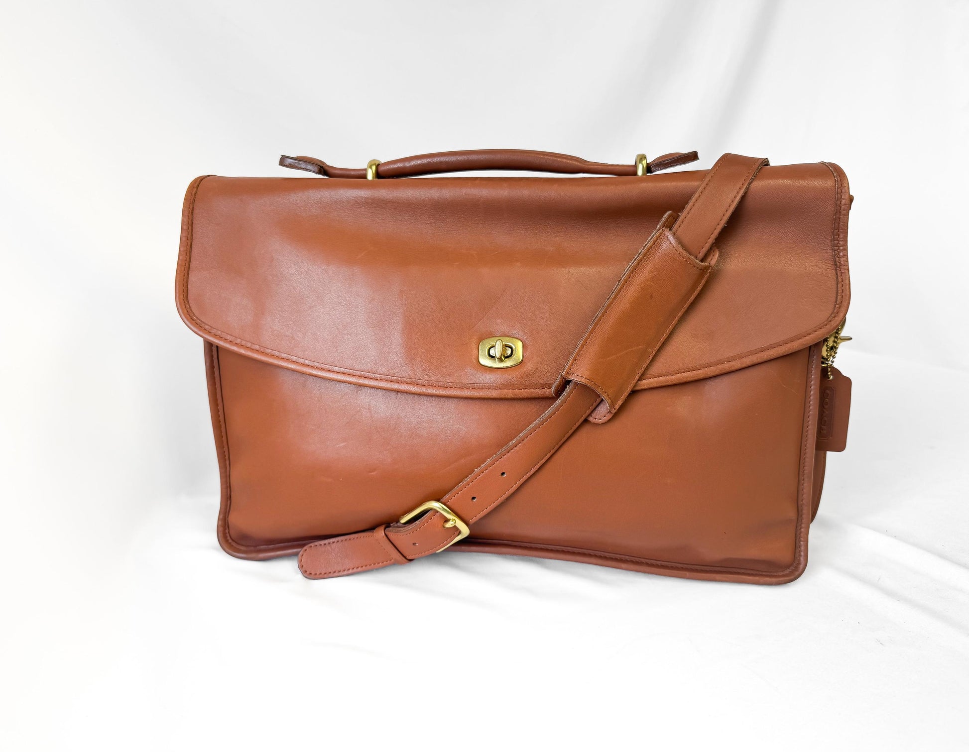 Vintage Coach British Tan Brown Lexington Leather Briefcase, Style 5265, Vintage Rare Collectors Coach Bag