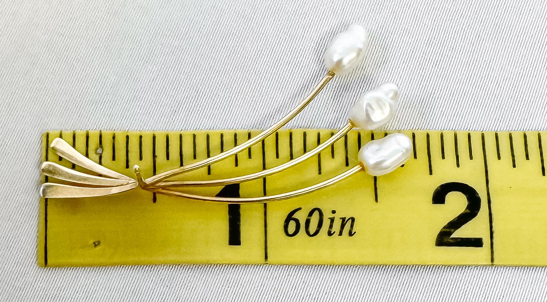 Vintage 14K Freshwater Pearl Rod Dangle Stud Earrings, Unique Simple Dainty Bridal Coastal Earrings