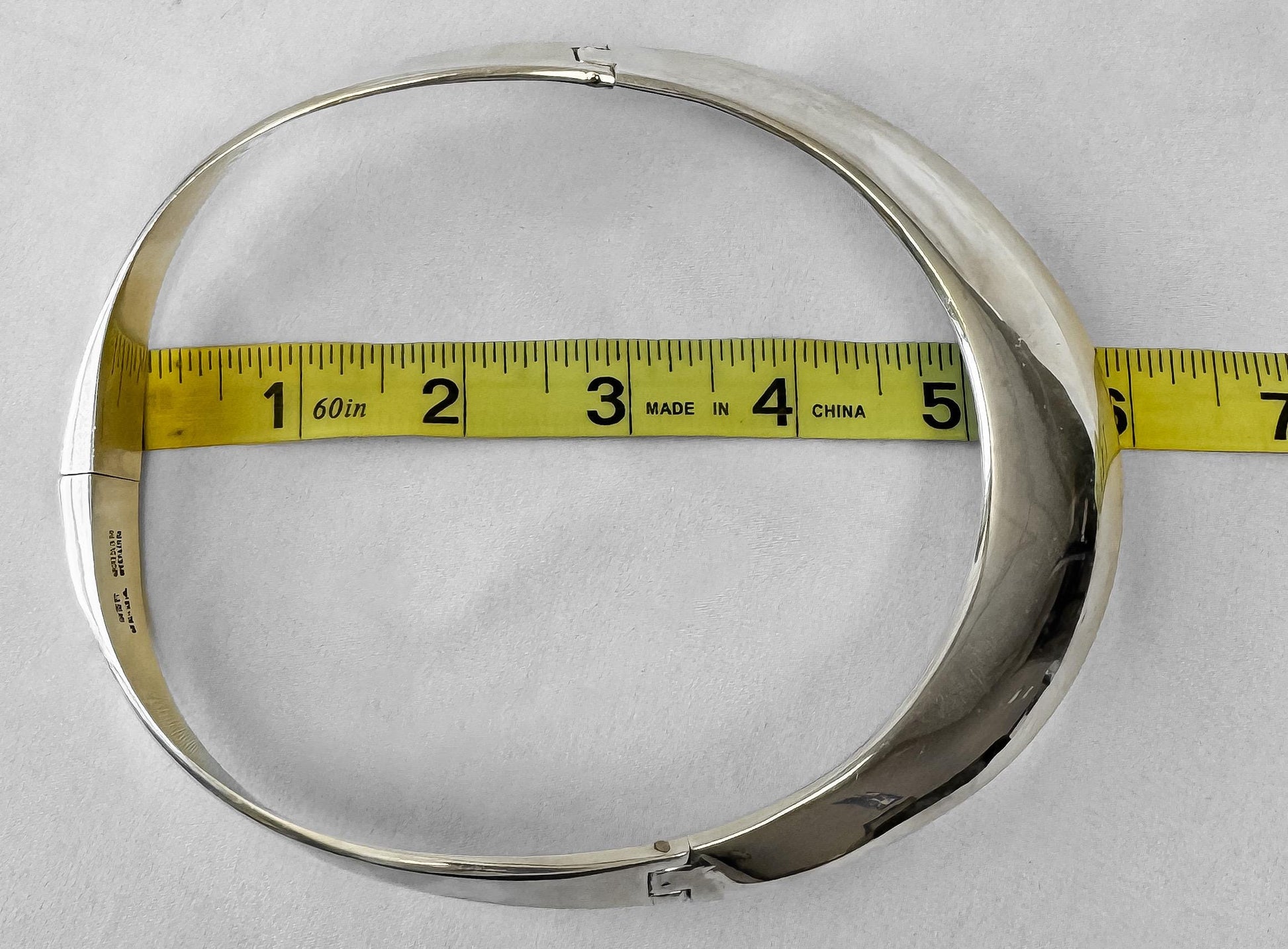 Vintage 925 Sterling Silver Mexico Tapered Hinged Choker Necklace, Approximately 12 Inches, Unique Simple Unisex Statement Necklace