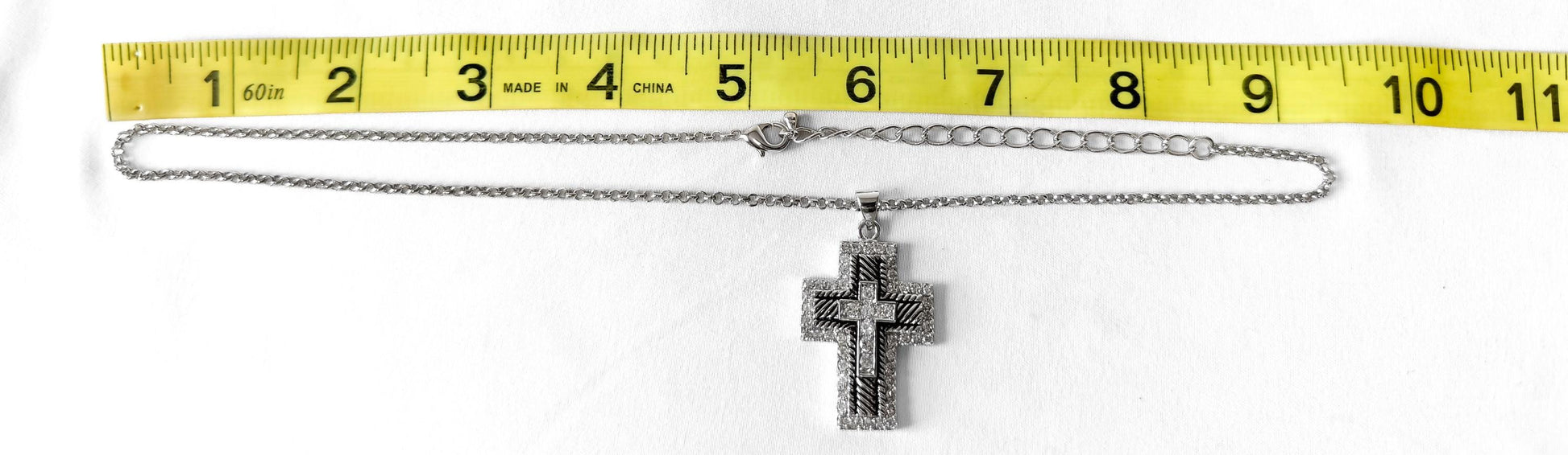 Montana Silversmiths Etched Rhinestone Large Cross Necklace, Western Emo Goth Statement Necklace