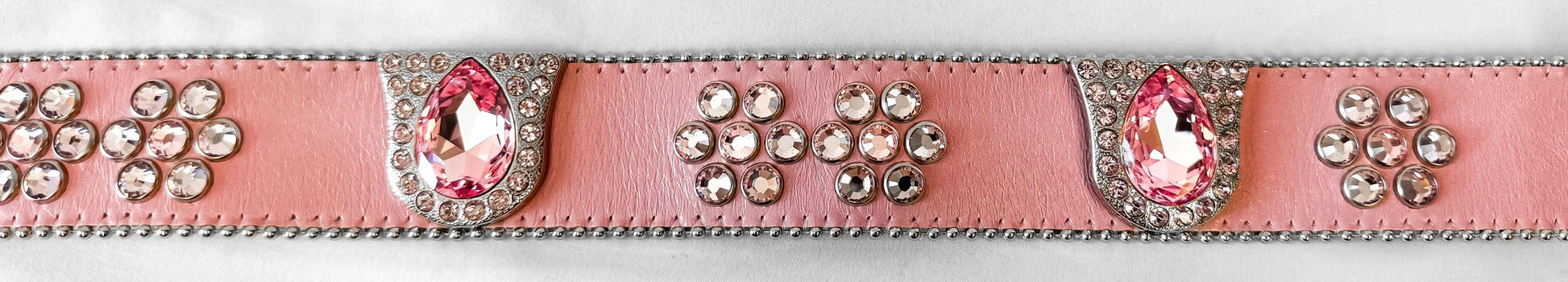 Vintage Style B.B. Simon Baby Pink Leather Rhinestone Swarovski Crystal Chunky Belt, 30"-36" Waist, Unique Statement Western Festival Belt