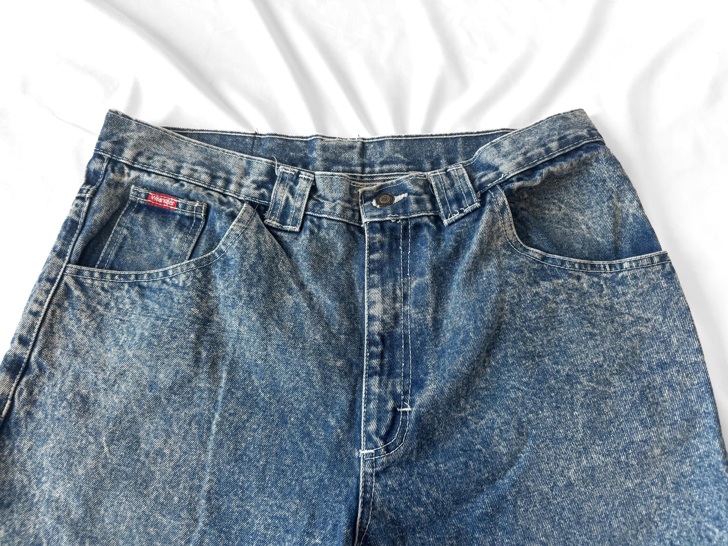 90s Wrangler Medium Acid Wash Men's Tapered Leg Jeans, Men's Sz. 36" x 32", Rare Vintage Western Jeans