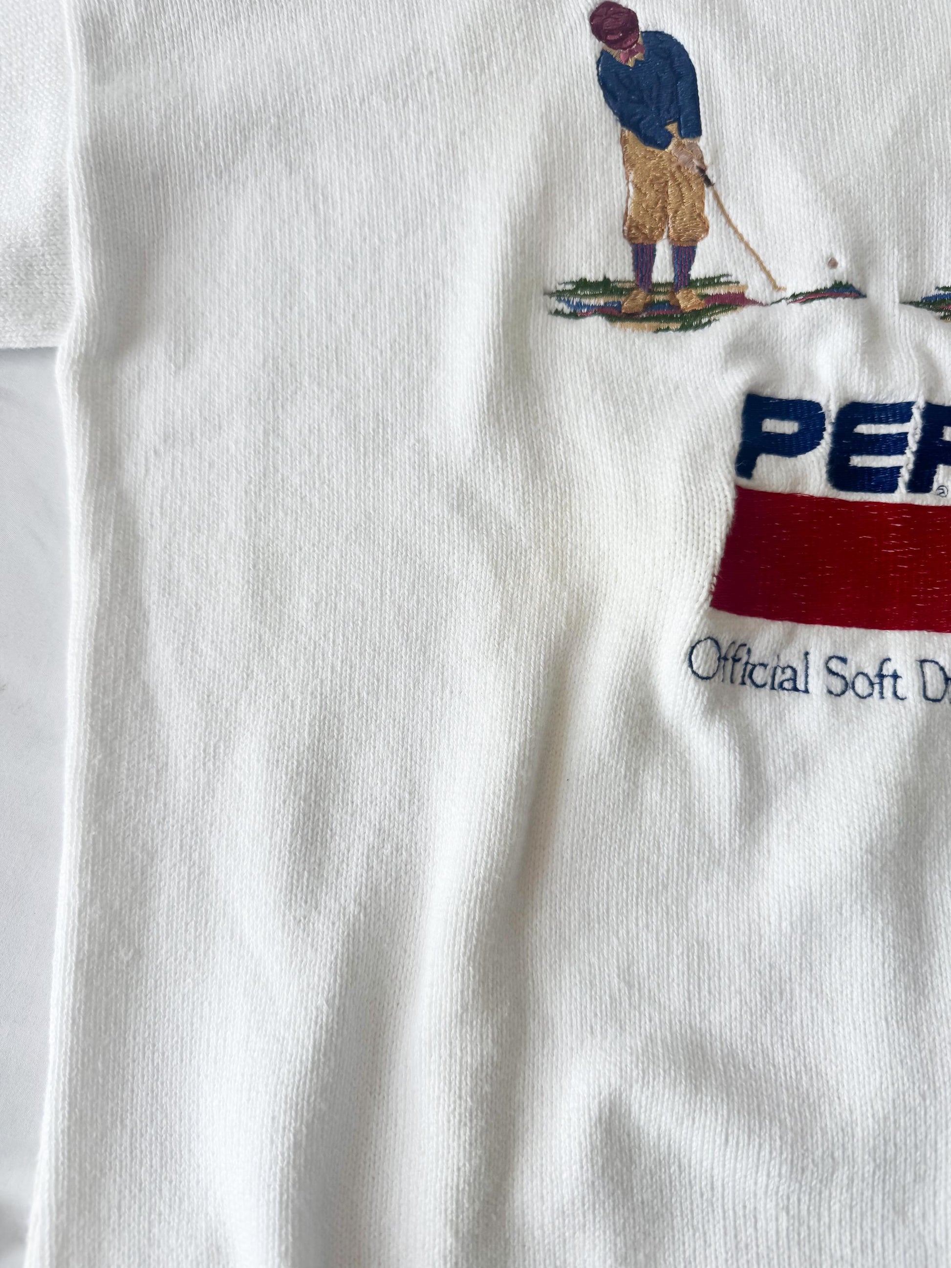 90s Pepsi PGA Golf White Embroidered Knit Crewneck Sweater, Men's Sz. L