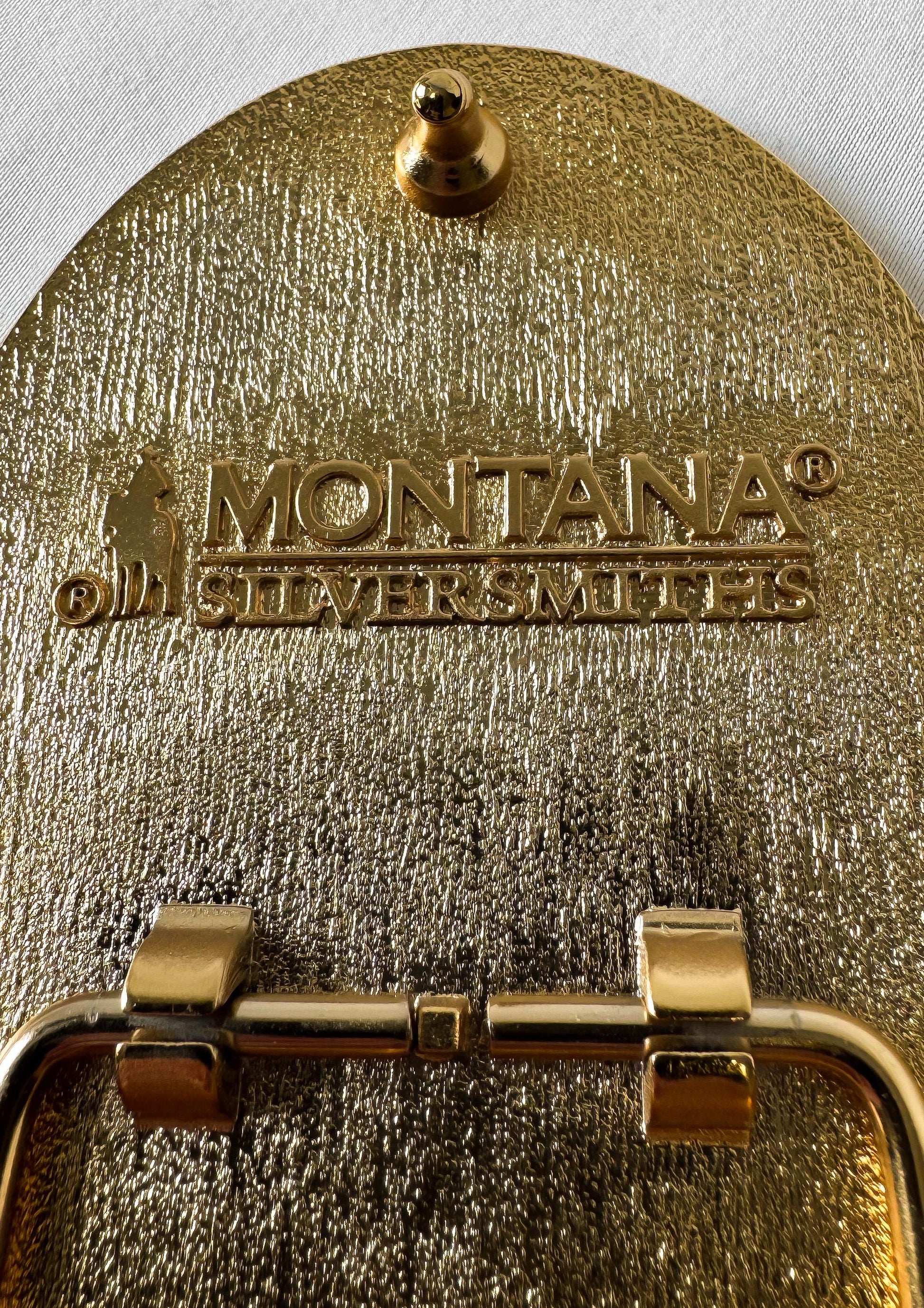 Montana Silversmiths 2013 Pendleton Whisky Black and Gold Oval Belt Buckle, 3.75" x 2.75", Vintage Western Belt Buckle
