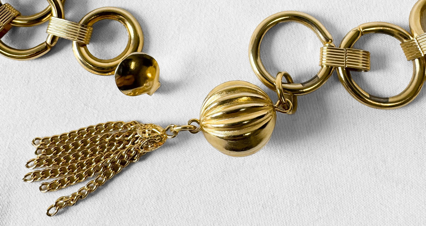 Vintage Gold Toned Mini Circle Adjustable Chain Link Belt