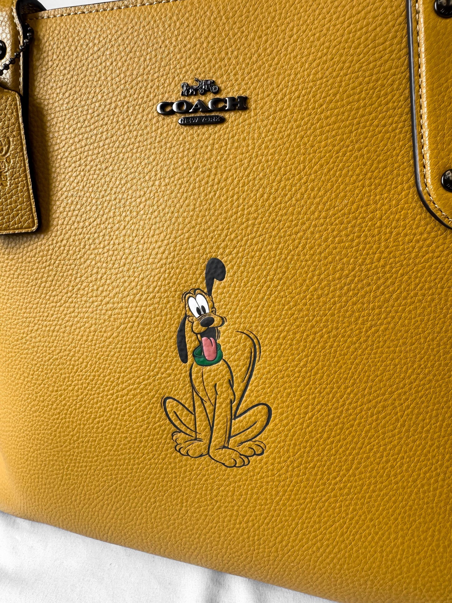 Coach x Disney Pluto Motif Mustard Yellow Central Tote Bag