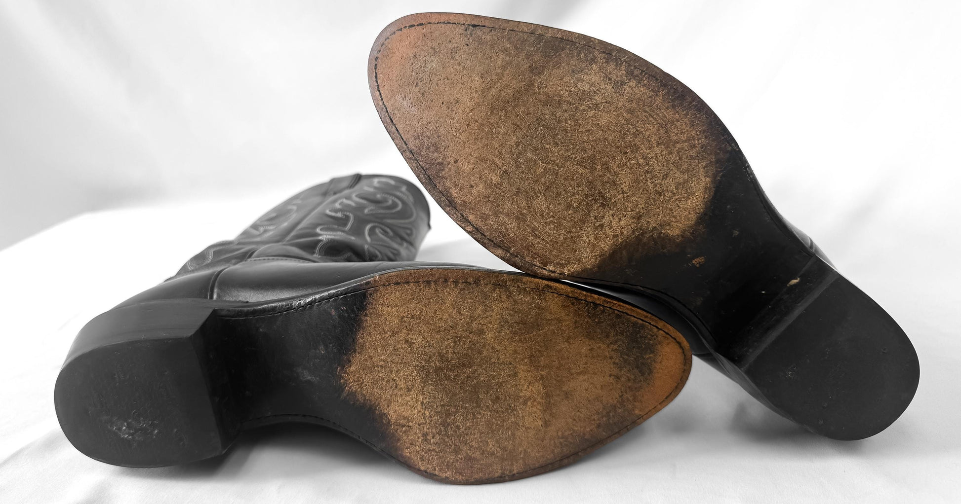 Vintage Style Justin 1409 Black London Calf Leather Cowboy Boots, Men's Sz. 10D, Western Festival Cowboy Boots
