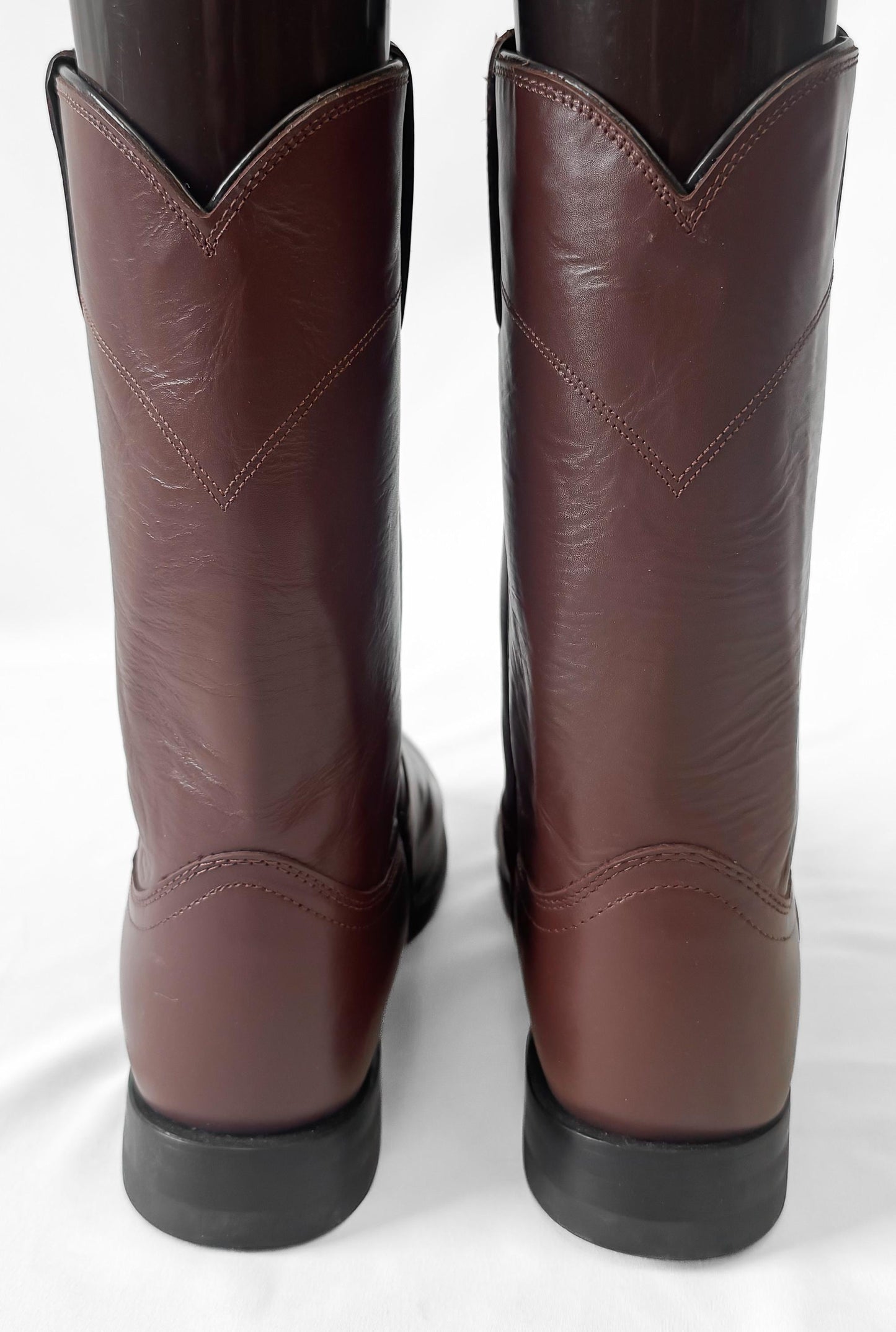 Vintage Style Justin 3404 Brown Roper Leather Cowboy Boots, Men's Sz. 8.5B, Unisex Western Festival Boots