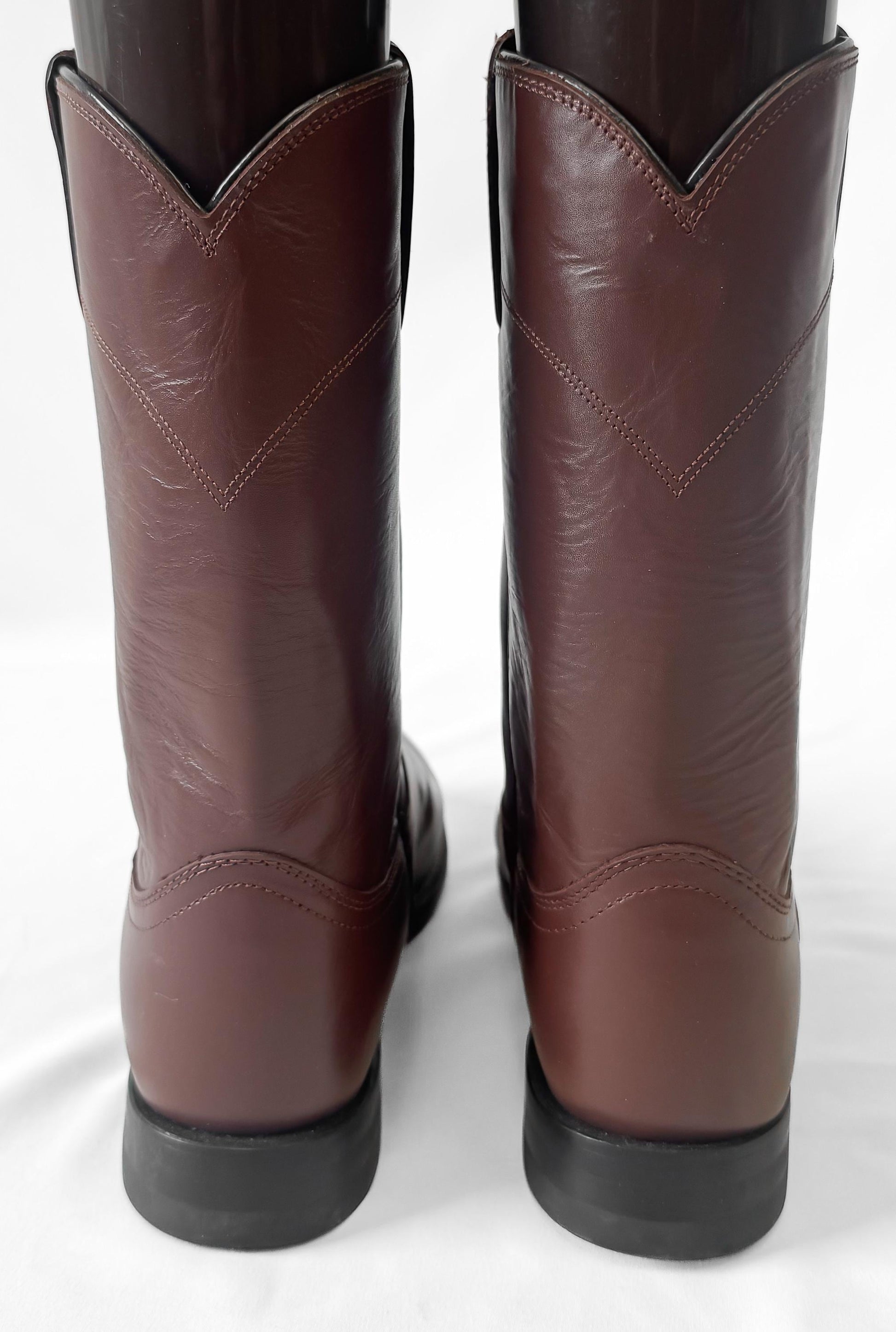 Vintage Style Justin 3404 Brown Roper Leather Cowboy Boots, Men's Sz. 8.5B, Unisex Western Festival Boots