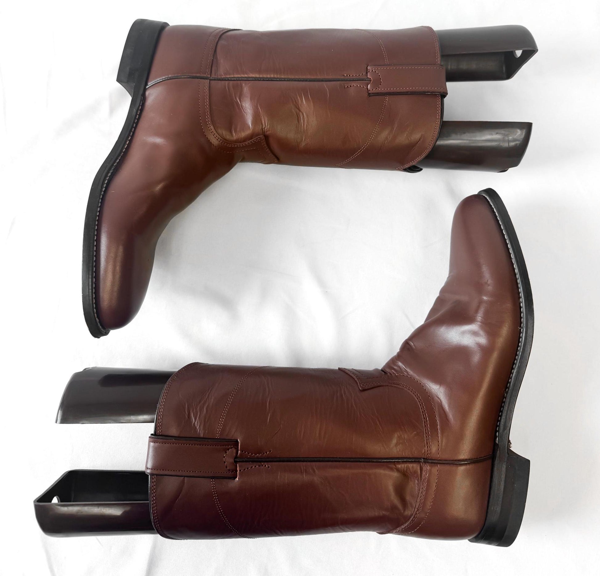 Vintage Style Justin 3404 Brown Roper Leather Cowboy Boots, Men's Sz. 8.5B, Unisex Western Festival Boots